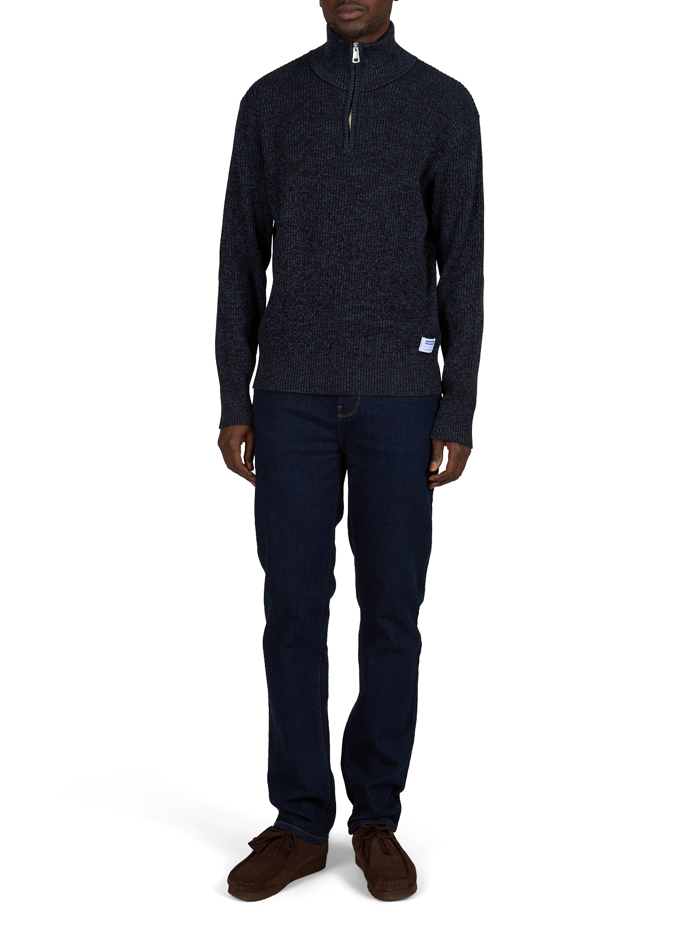 Straight cut high-neck zip-up sweater HUGO BLUE Black