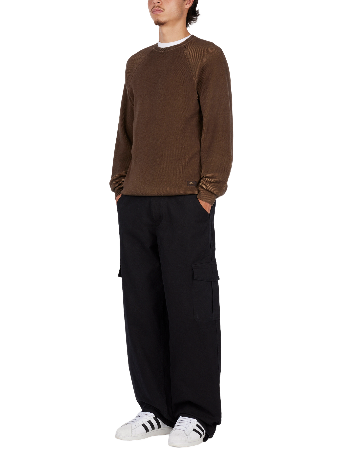 Straight round neck cotton sweater DIME Brown