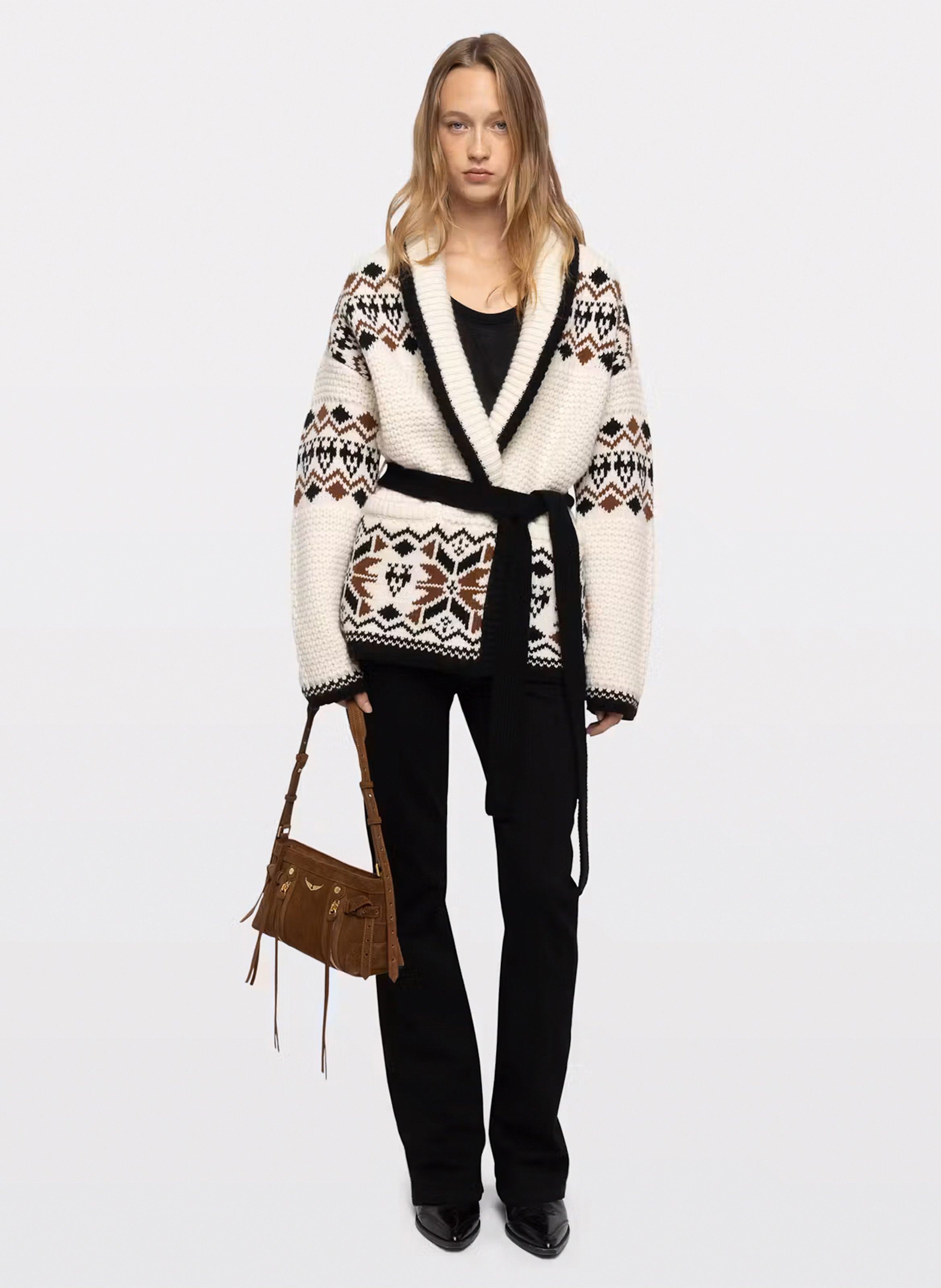Ceintuurjas met Erra-print van wol en kasjmier ZADIG&VOLTAIRE Beige
