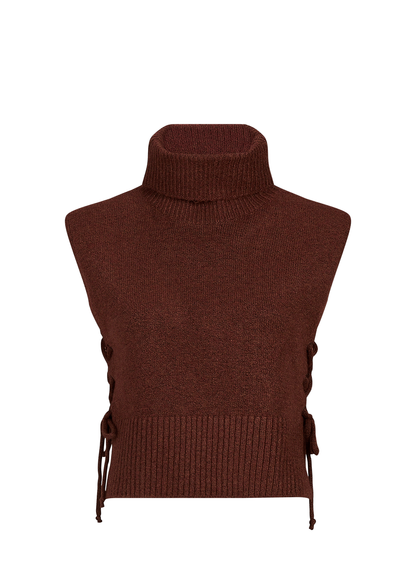 Sleeveless lace-up turtleneck sweater VILA Beige