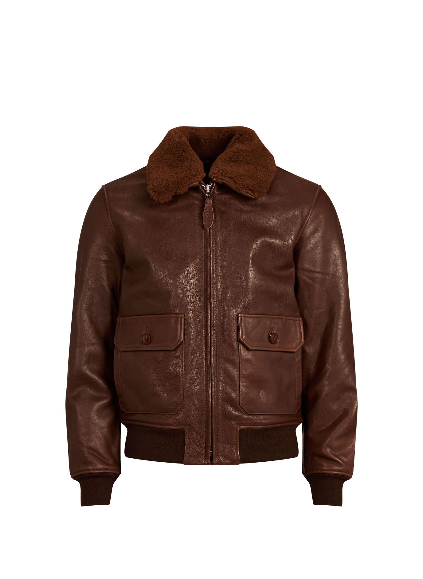 Jacke mit klassischem Kragen aus Leder SCHOTT Braun