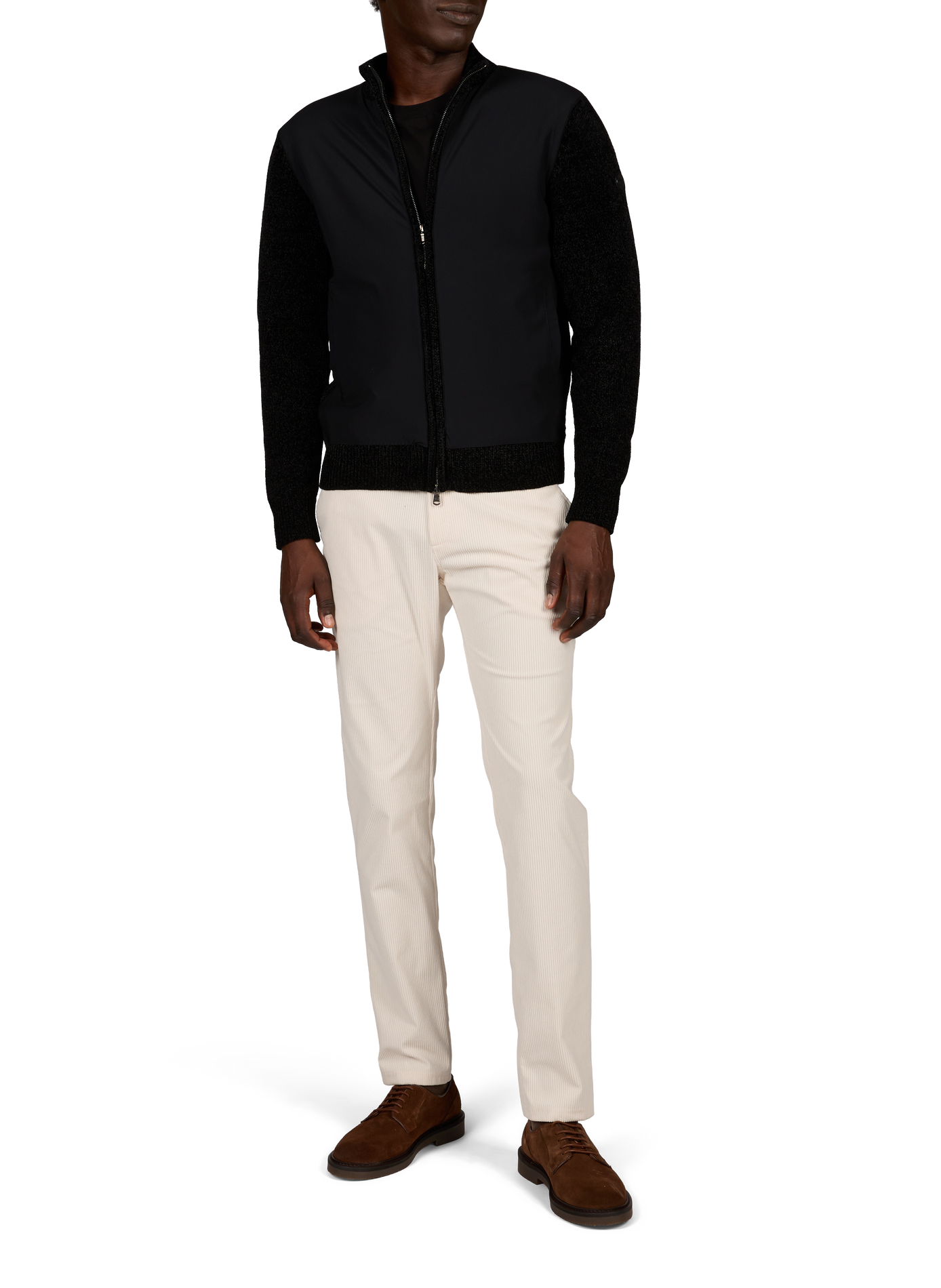 Ario Gordona straight-fit jacket with high neck in two materials 1789 CALA Black