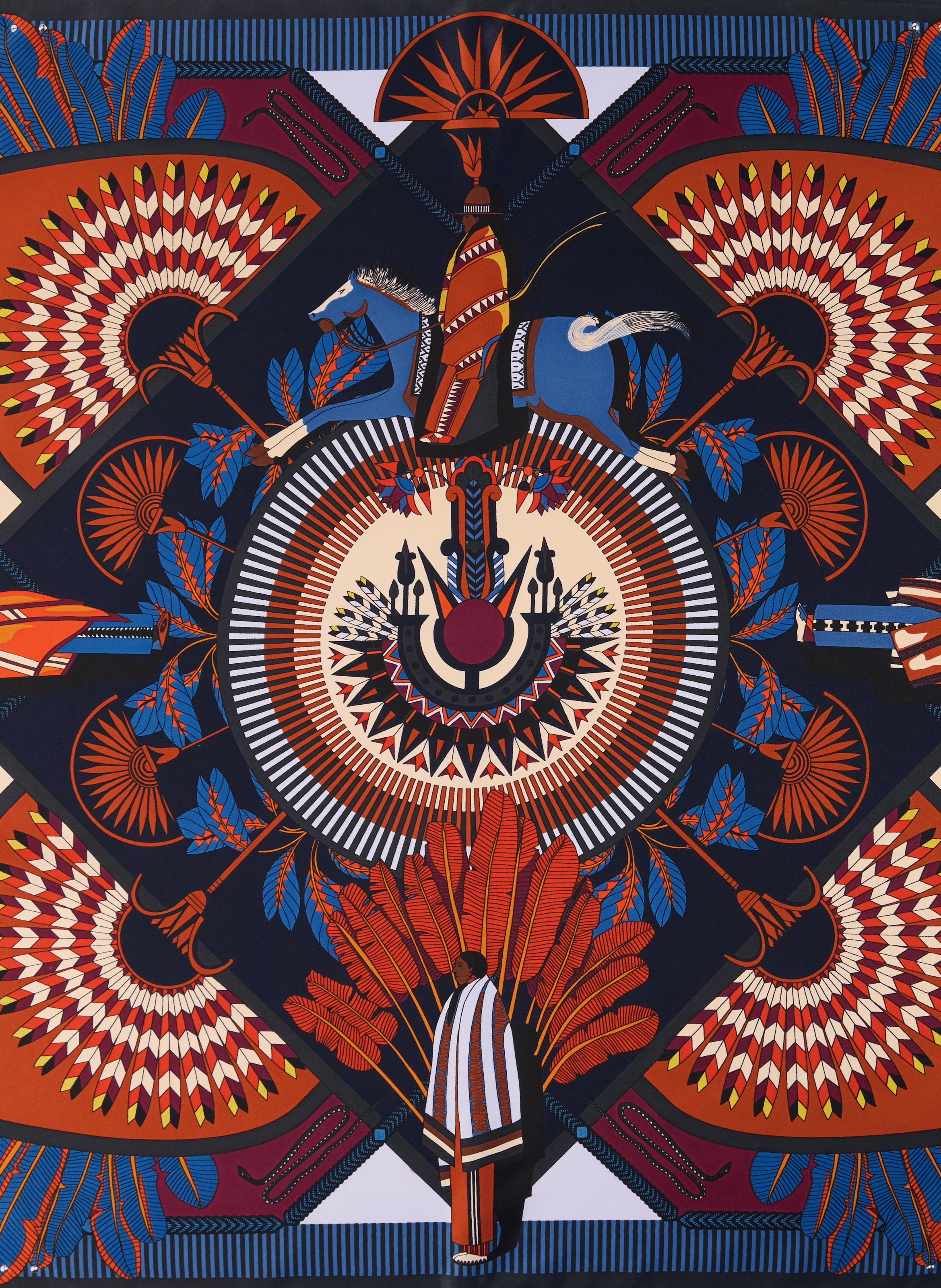 Bedrucktes Machu Pichu Tuch WILD Blau
