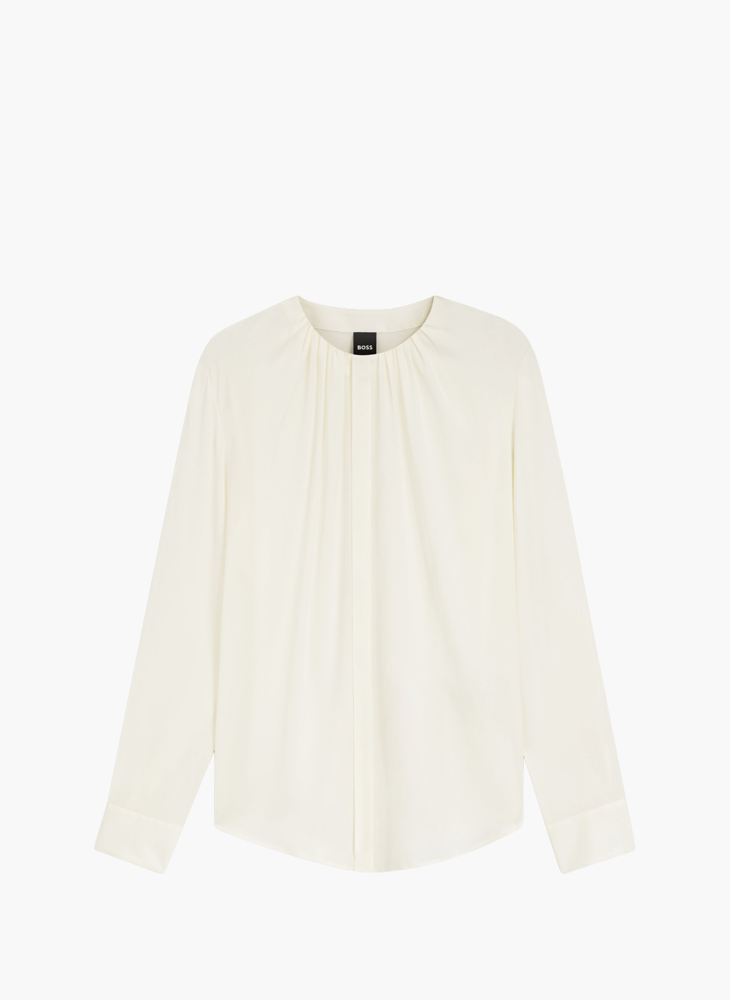 Chemisier uni en soie mélangée BOSS Beige