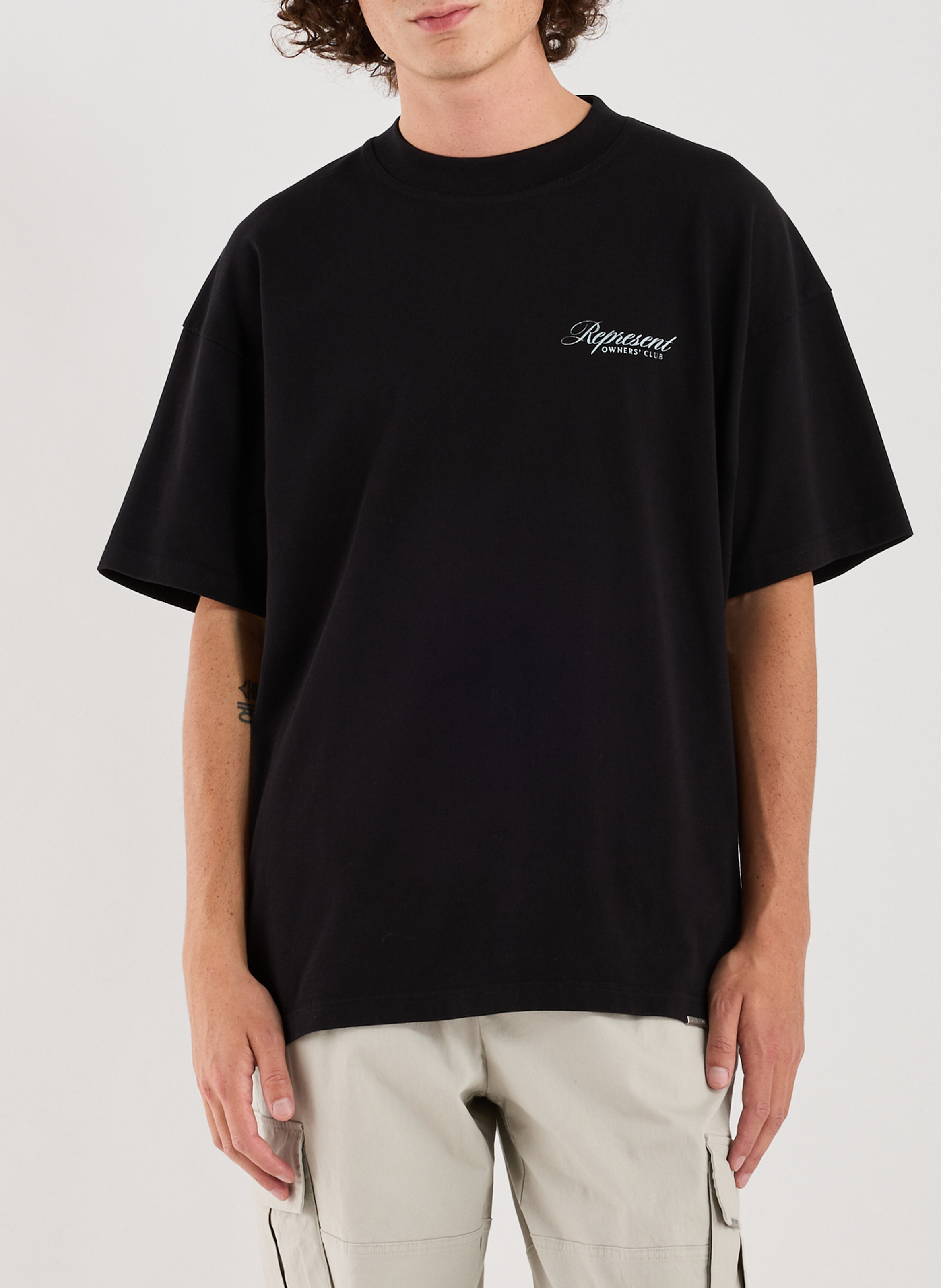 Weites Baumwoll-T-Shirt REPRESENT Schwarz