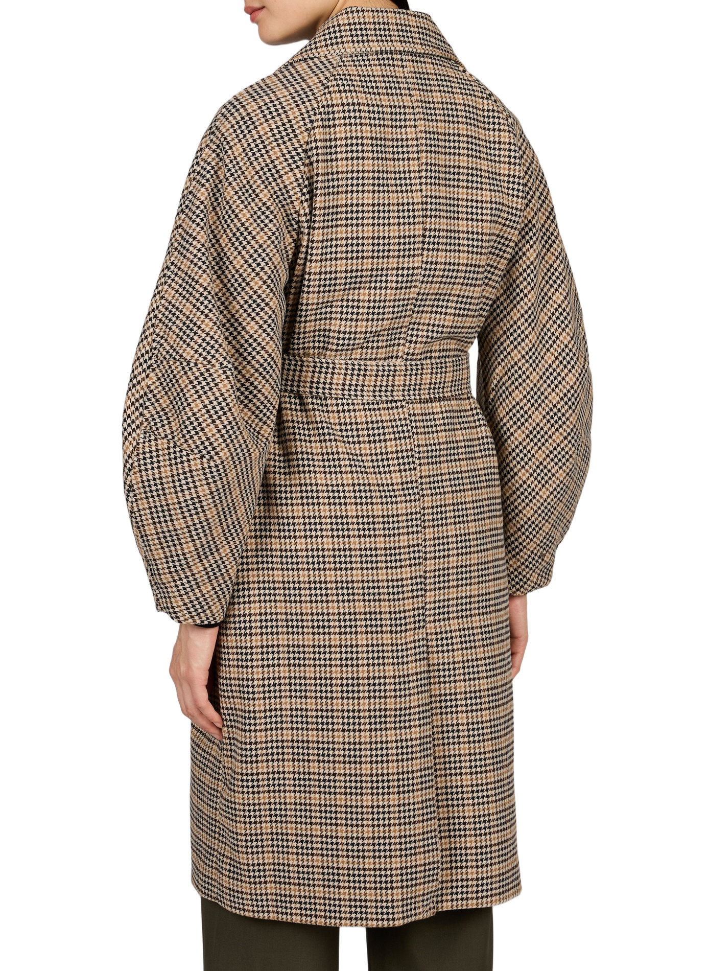 Belted houndstooth coat VILA Brown