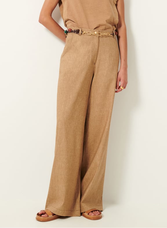 Pantalon large en lin mélangé dasum Beige by SESSUN SESSUN Pantalon large en lin mélangé dasum Beige
