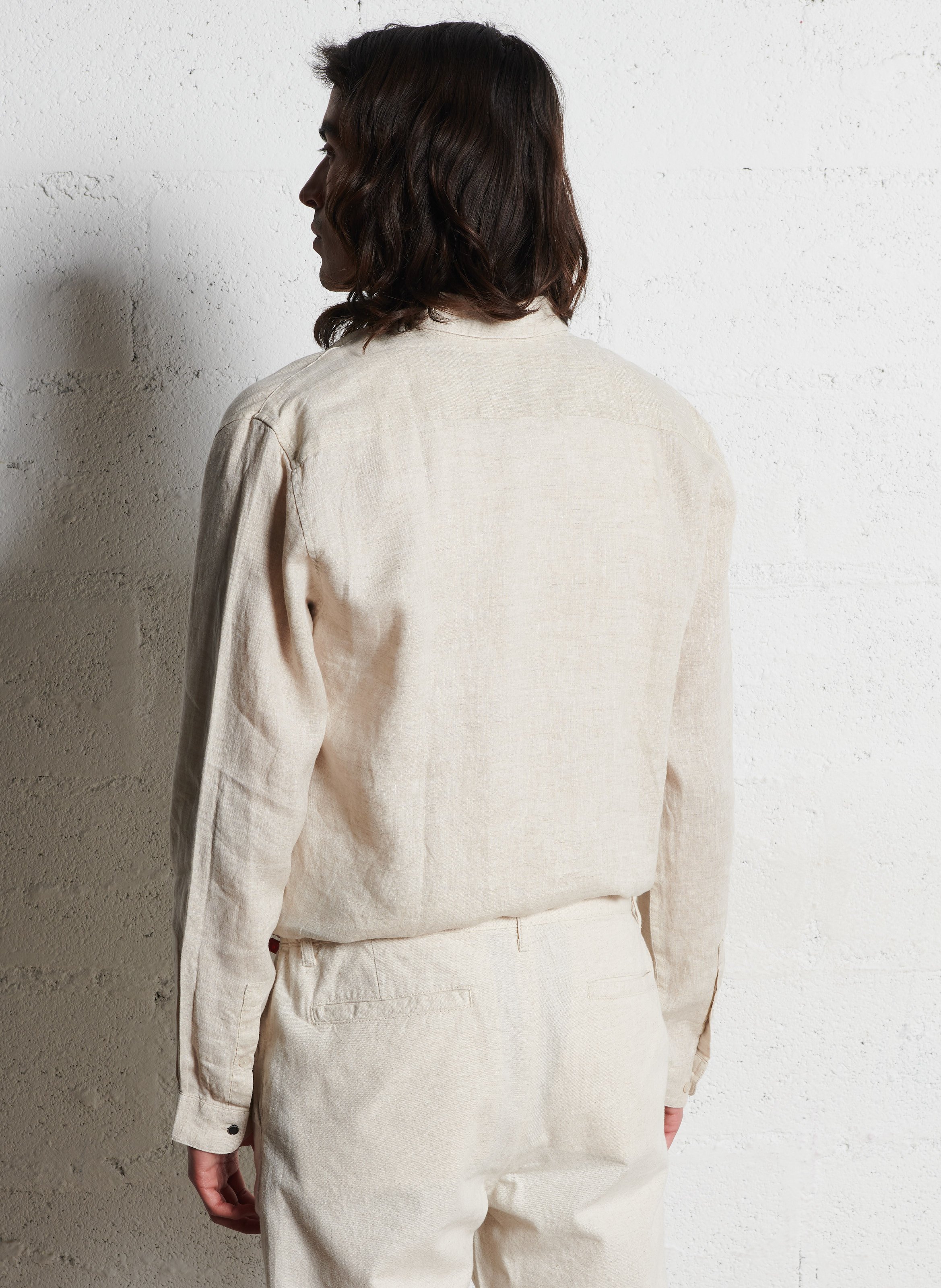 Chemise slim-fit en lin IKKS Beige