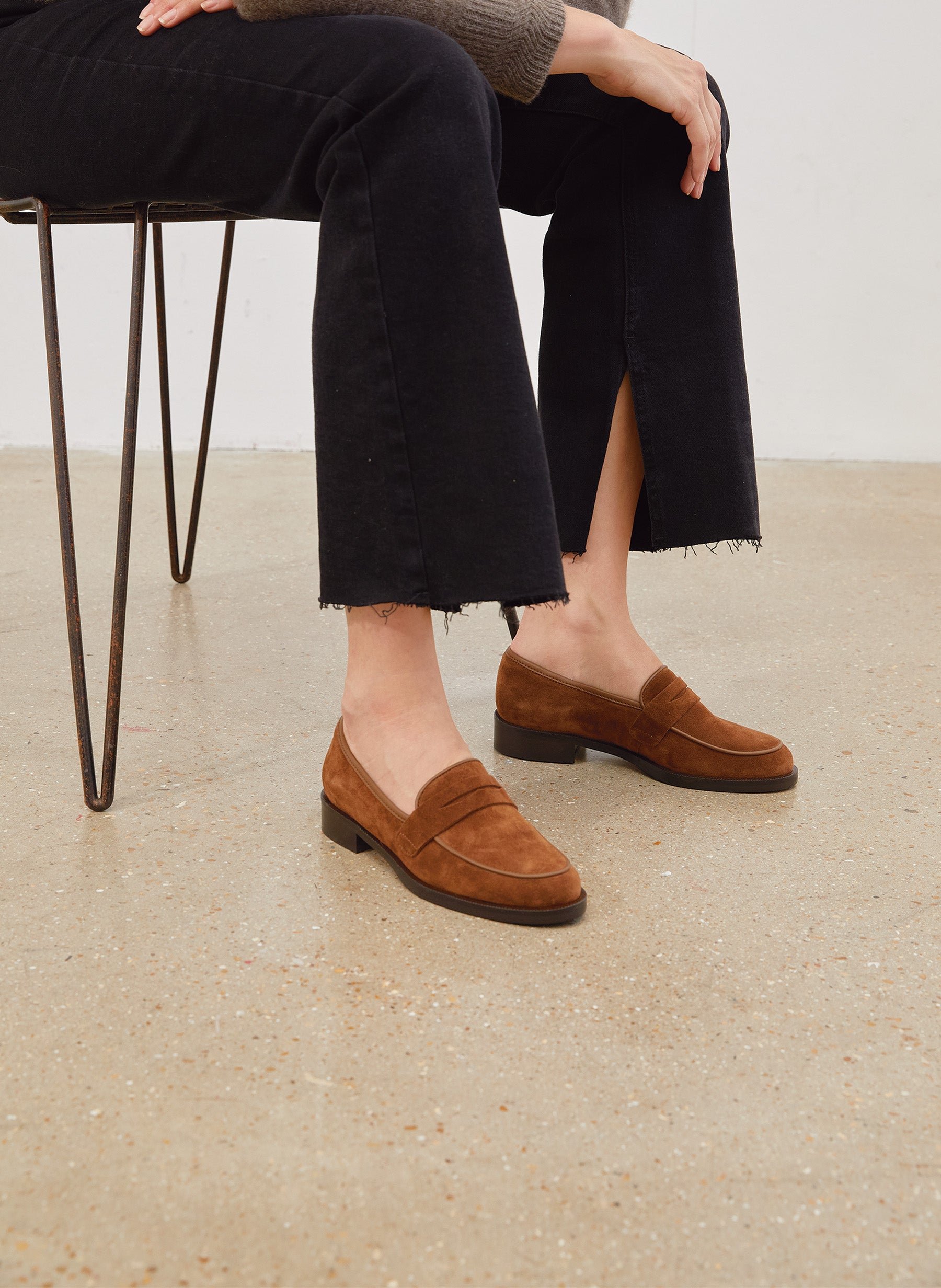 Mocassins baker en veau velours Marron