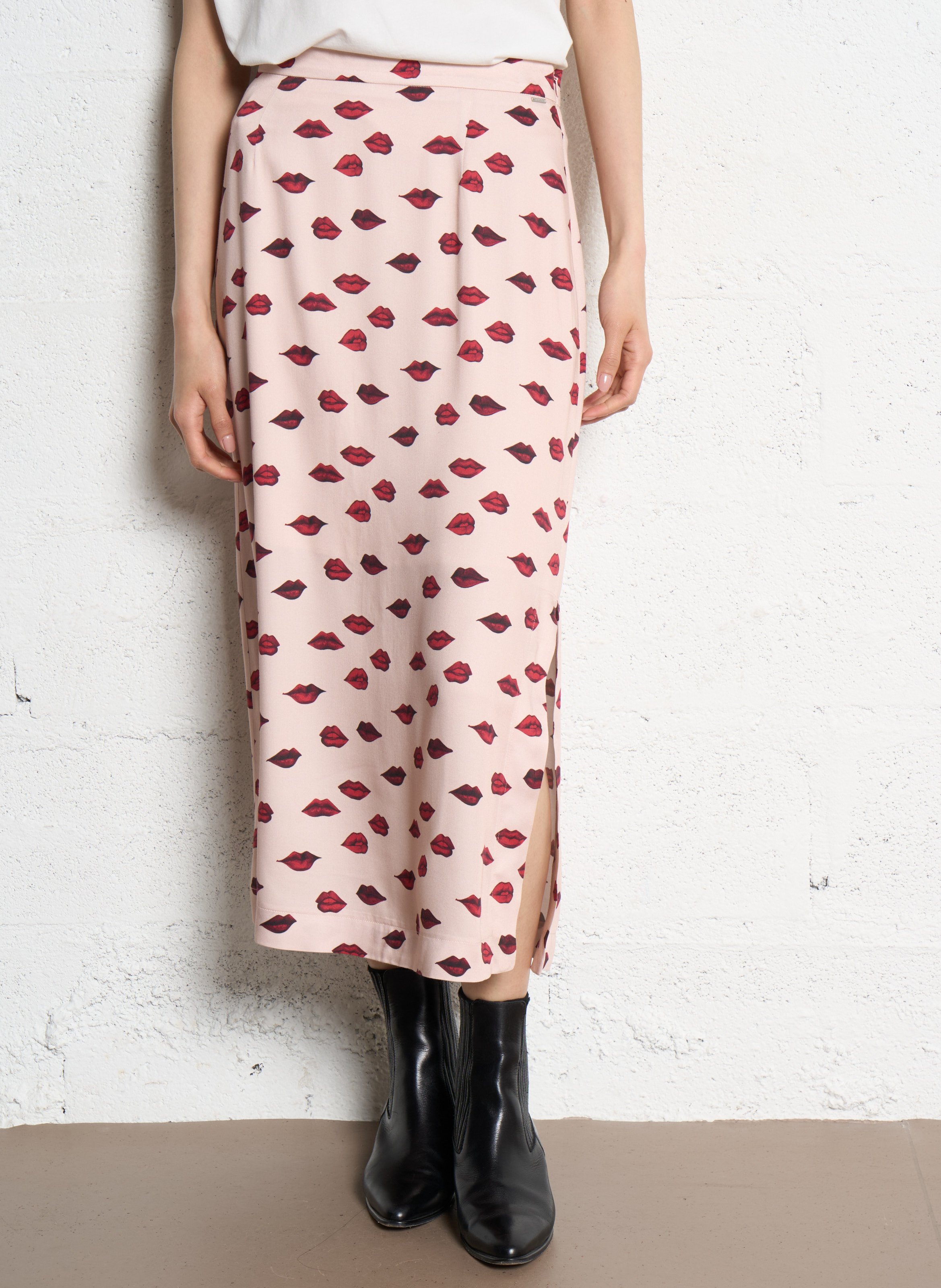 Jupe droite midi IKKS Rose