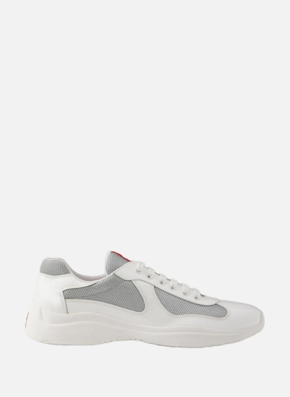 Sneakers prada americas cup en cuir verni et tiss Blanc by PRADA PRADA Sneakers prada americas cup en cuir verni et tiss Blanc