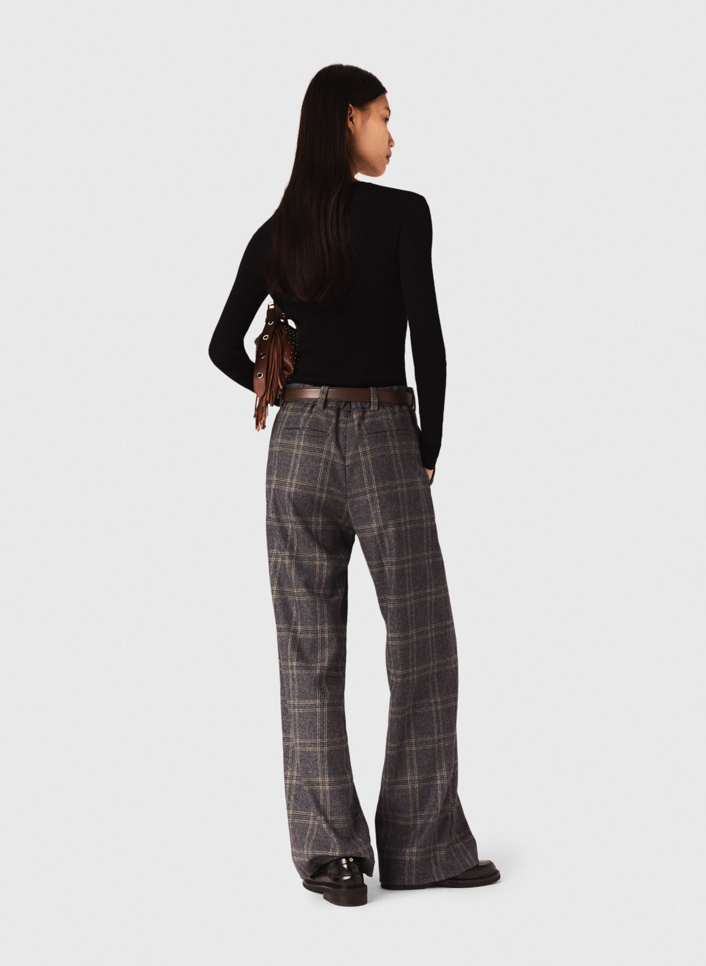 Pull col rond en laine mélangée Noir