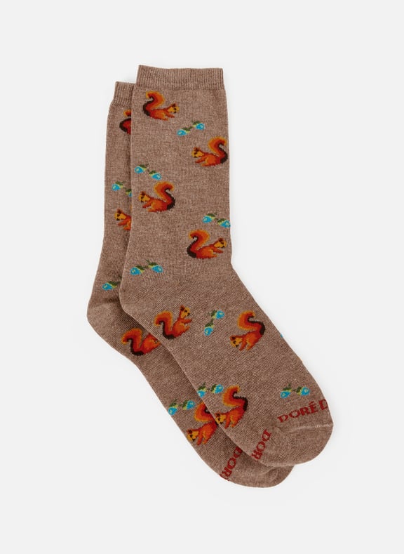 Printed cotton Socks Beige by DORÉ DORÉ DORÉ DORÉ Printed cotton Socks Beige