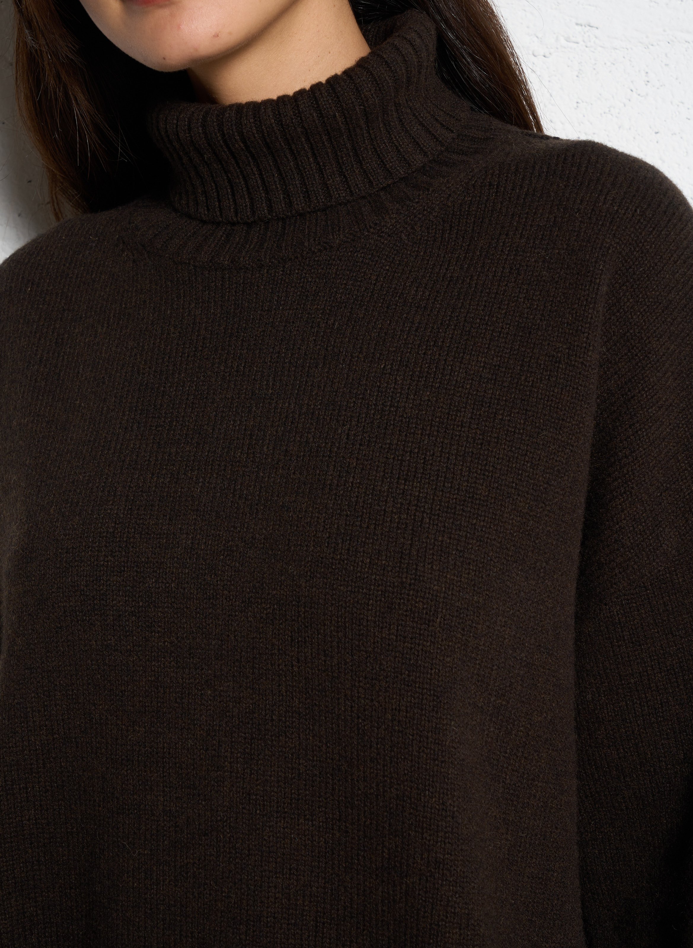 Pull col roulé oversize en laine william SOEUR Marron