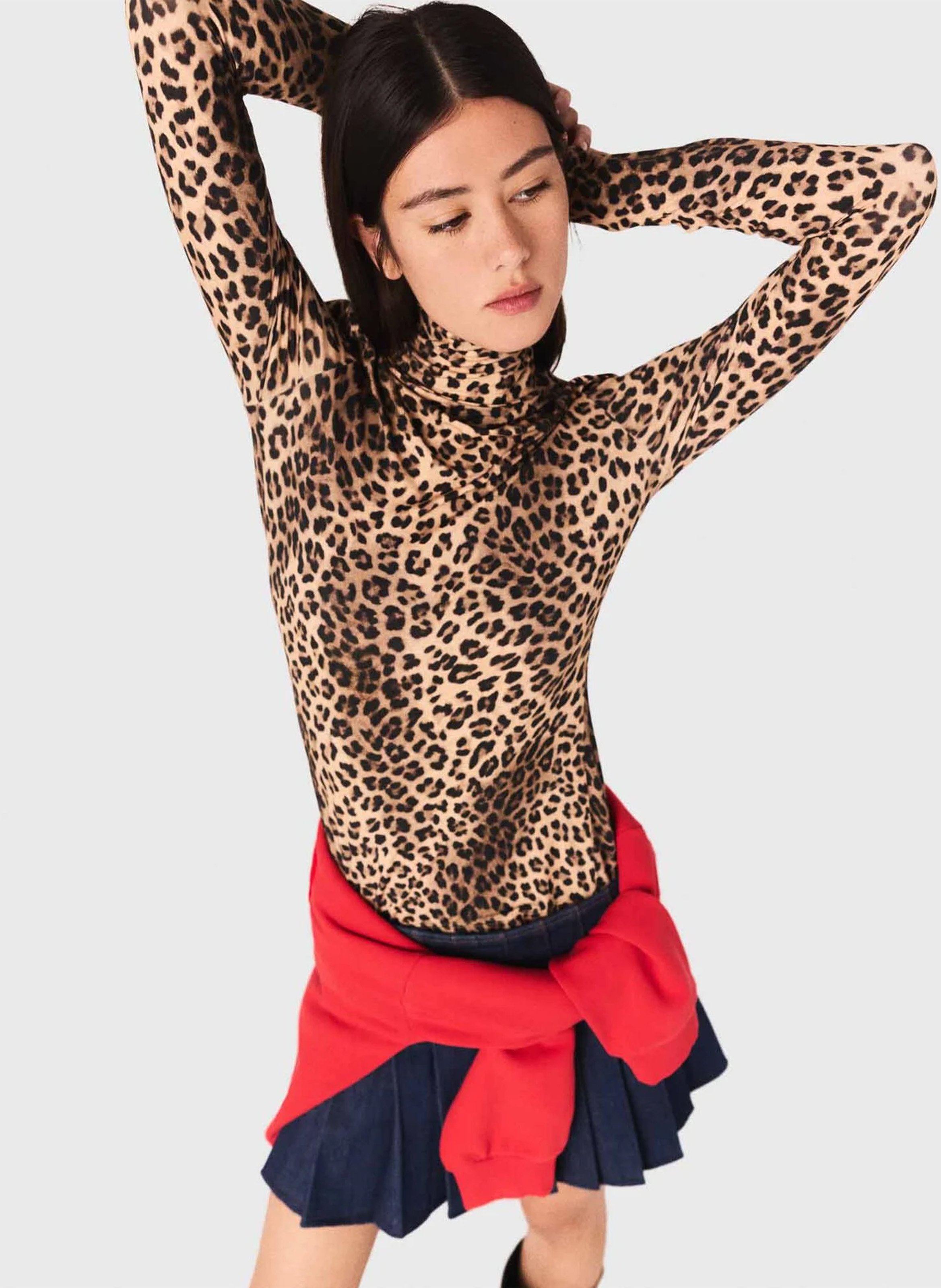 Top col montant imprimé léopard Multicolore