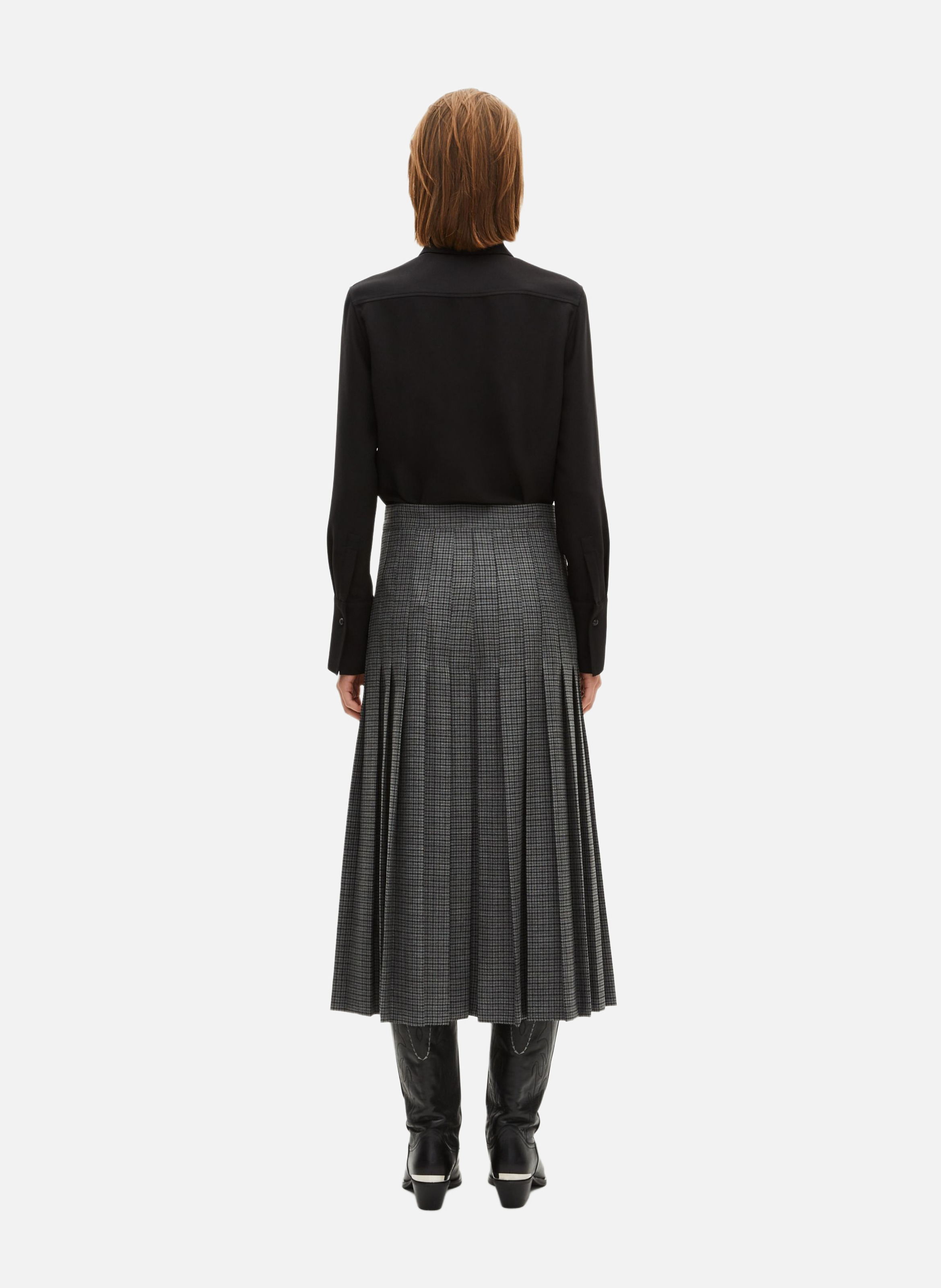 Jupe longue portefeuille en pied de puce THE KOOPLES Gris