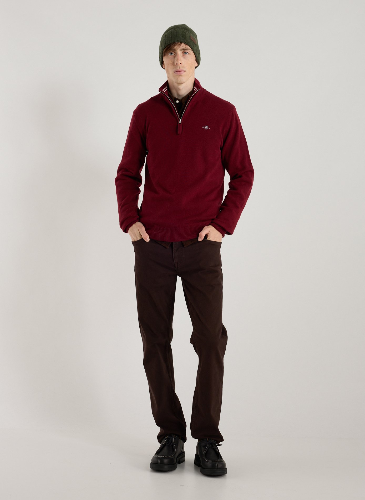 Pull col montant en laine GANT Rouge