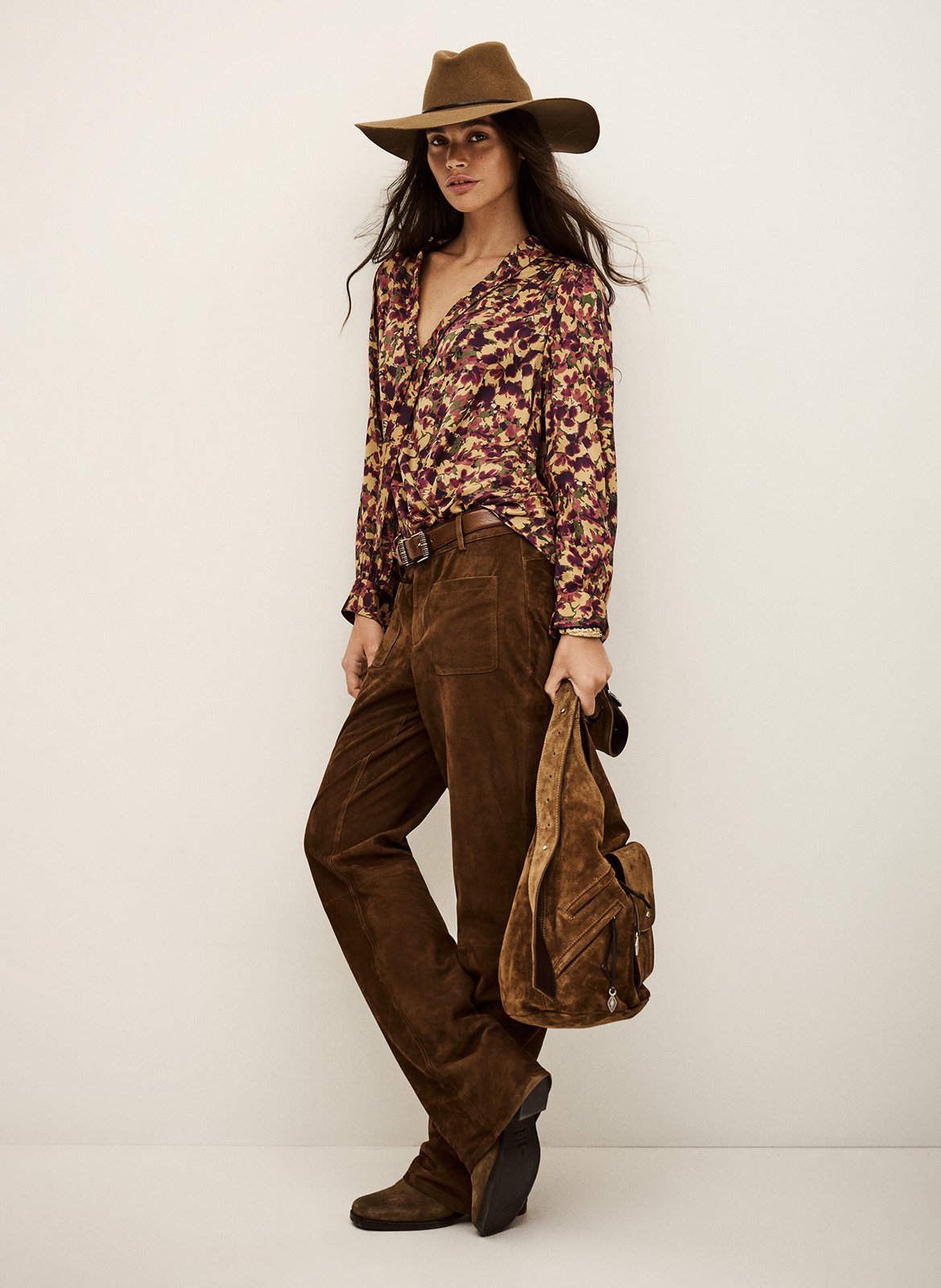 Blouse droite col tunisien imprimé nale Orange