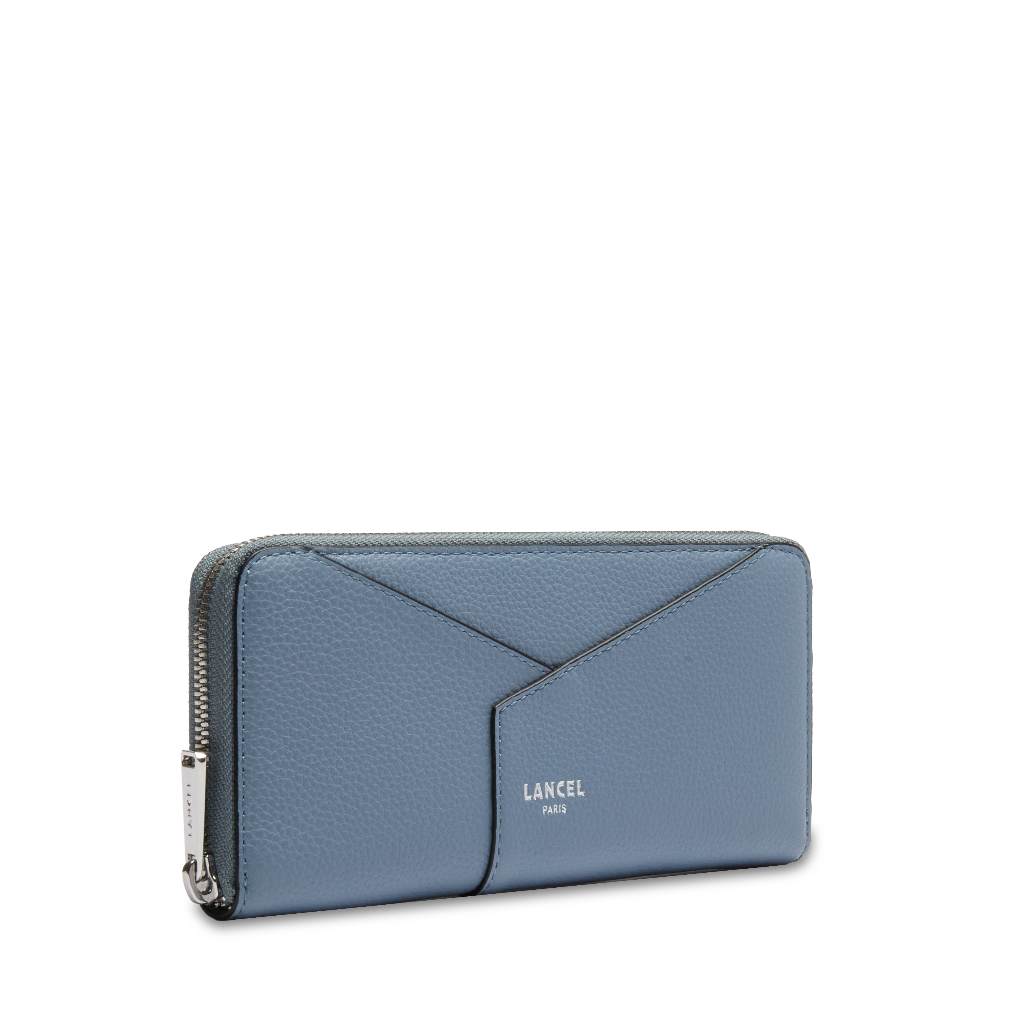 Portefeuille long zippé enveloppe de lancel en cuir LANCEL Bleu