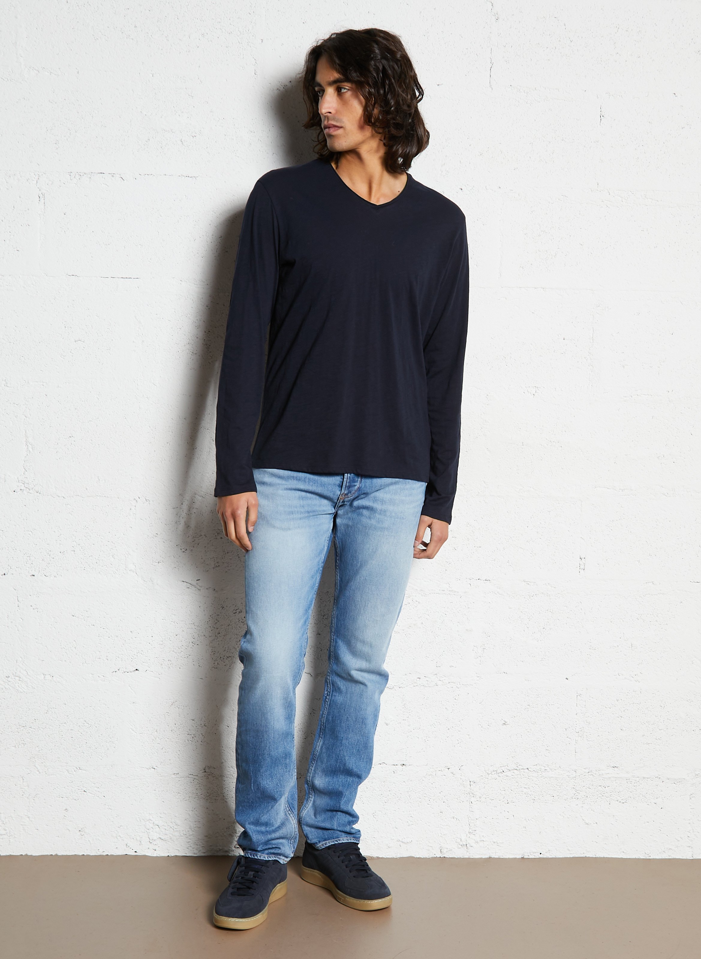 Tee-shirt droit vol v en coton Bleu