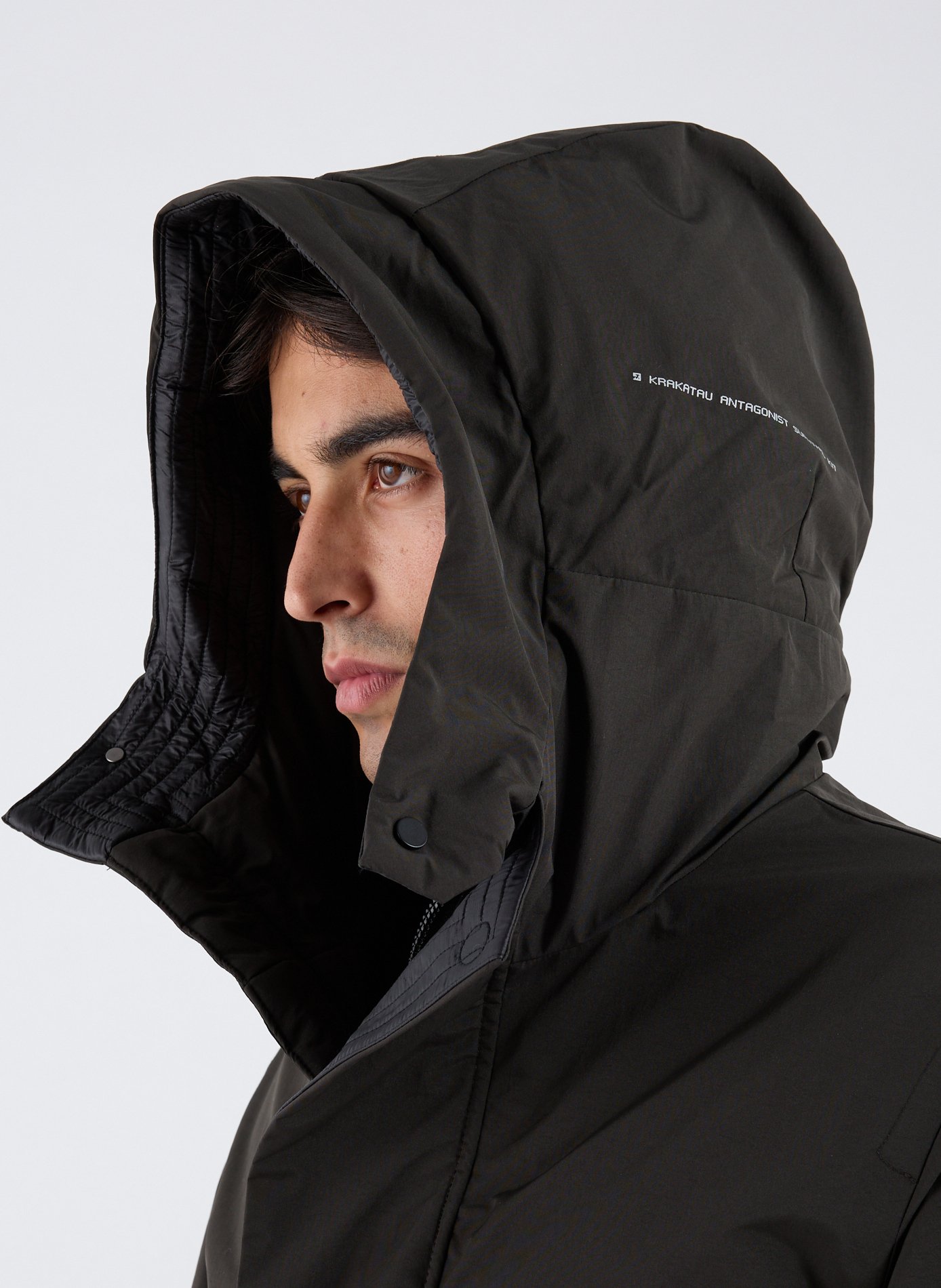 Mid-length hooded jacket KRAKATAU Khaki