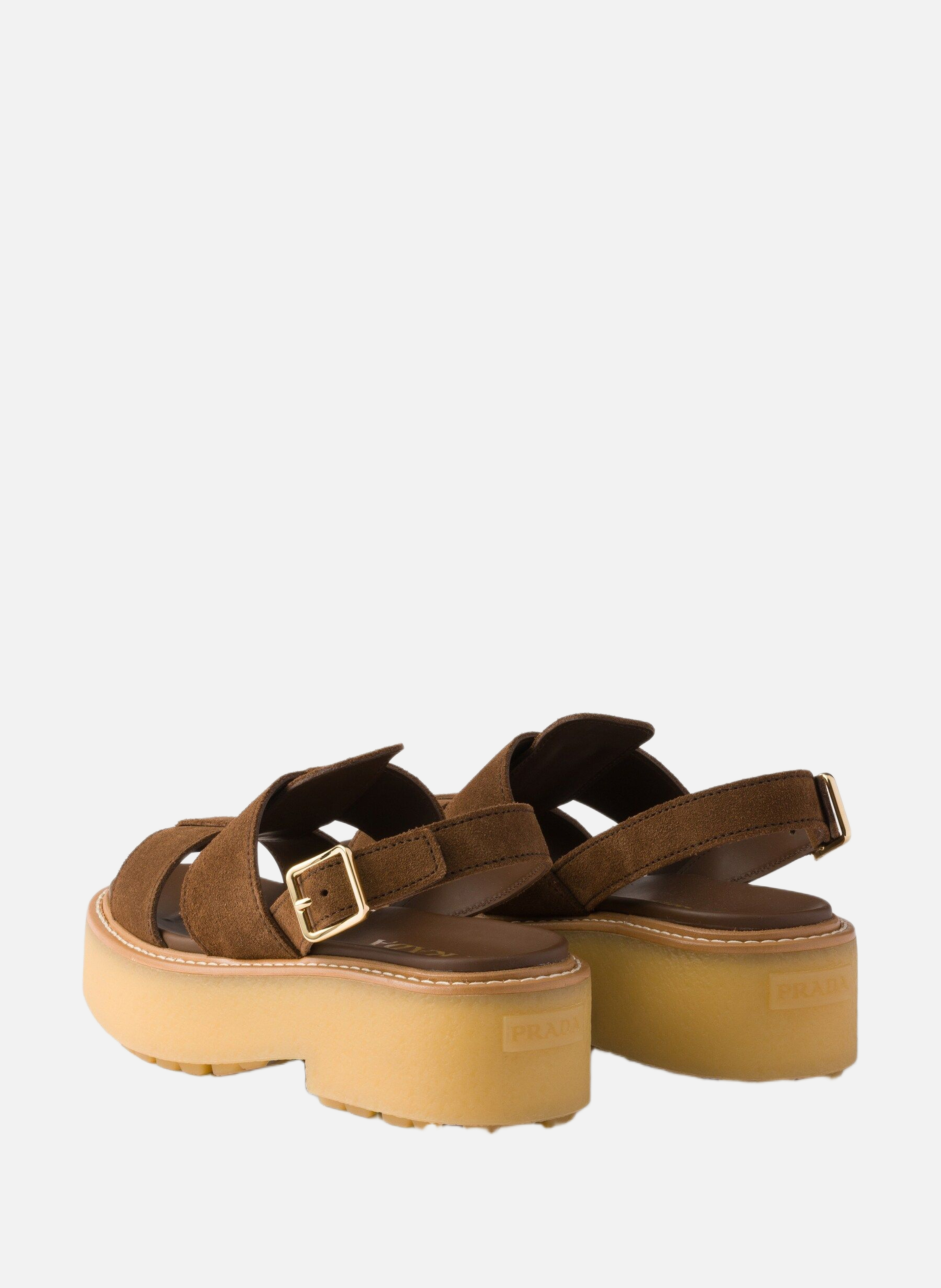 Sandales en veau velours PRADA Marron