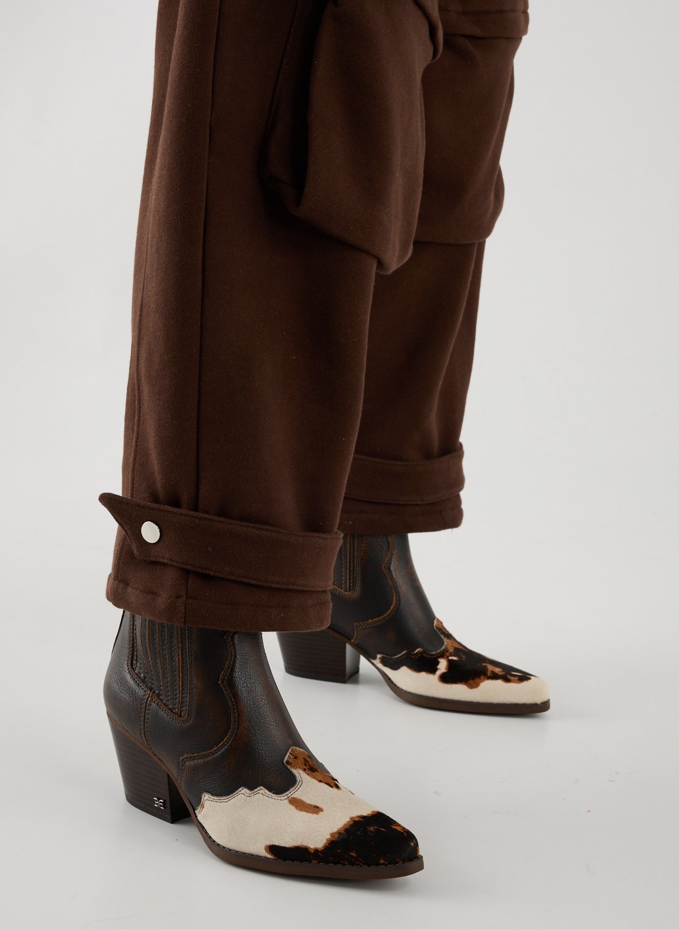 Bottines peau de vache en cuir SAM EDELMAN Marron