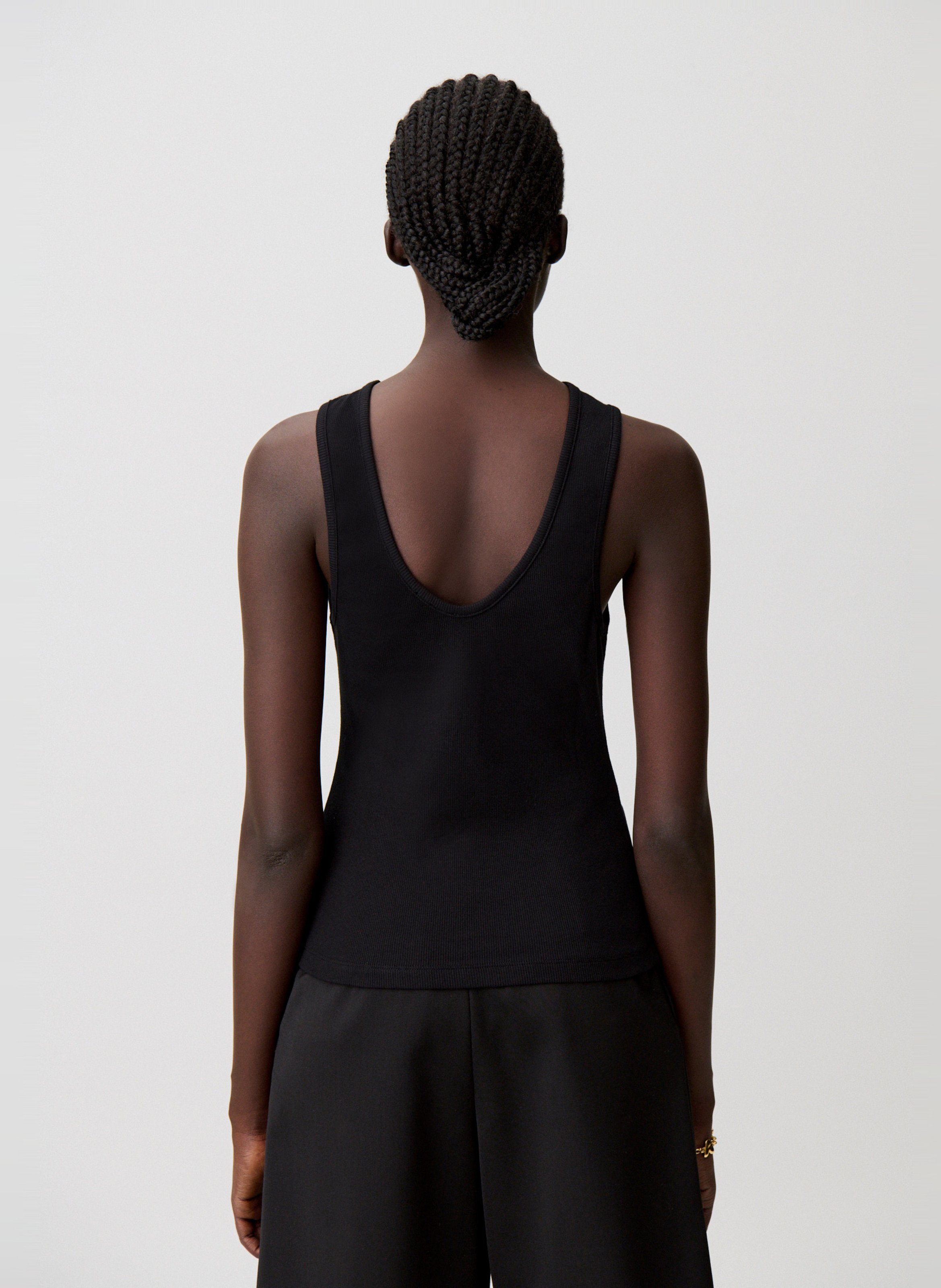 Débardeur col rond en coton mélangé CLAUDIE PIERLOT Noir