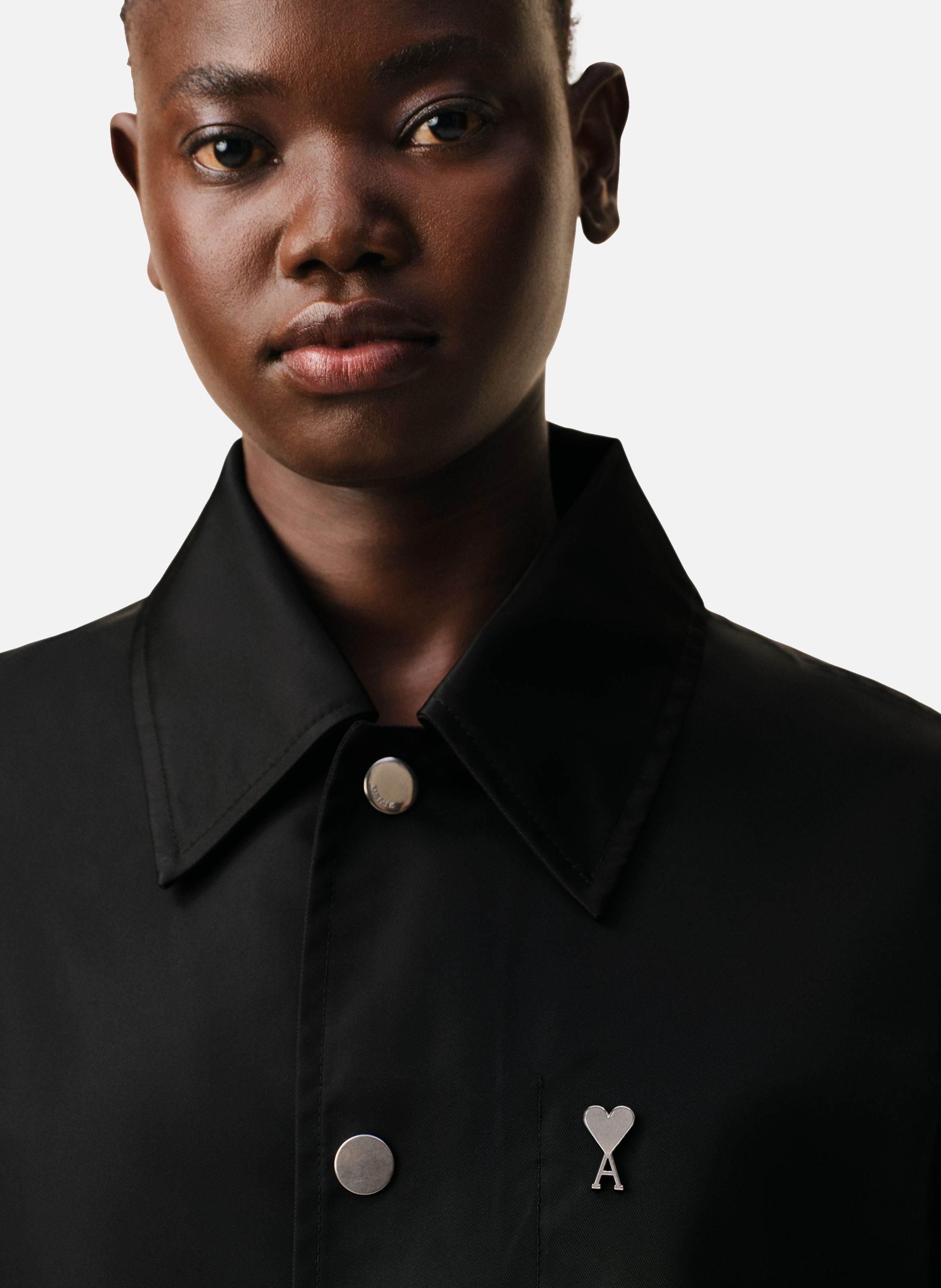 Blouson boutonné rivet ami de cœur unisexe en nylon AMI PARIS Noir