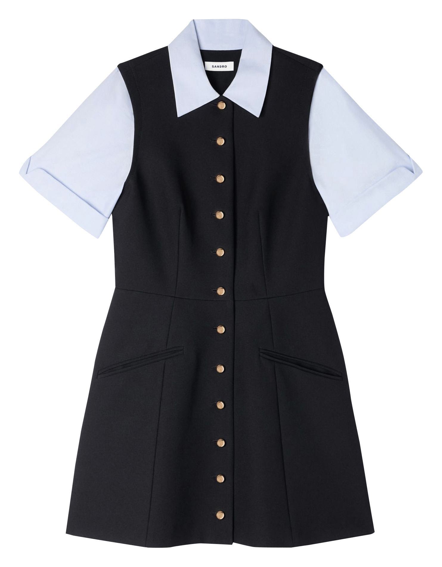 Robe courte col classique 2 en 1 SANDRO Noir