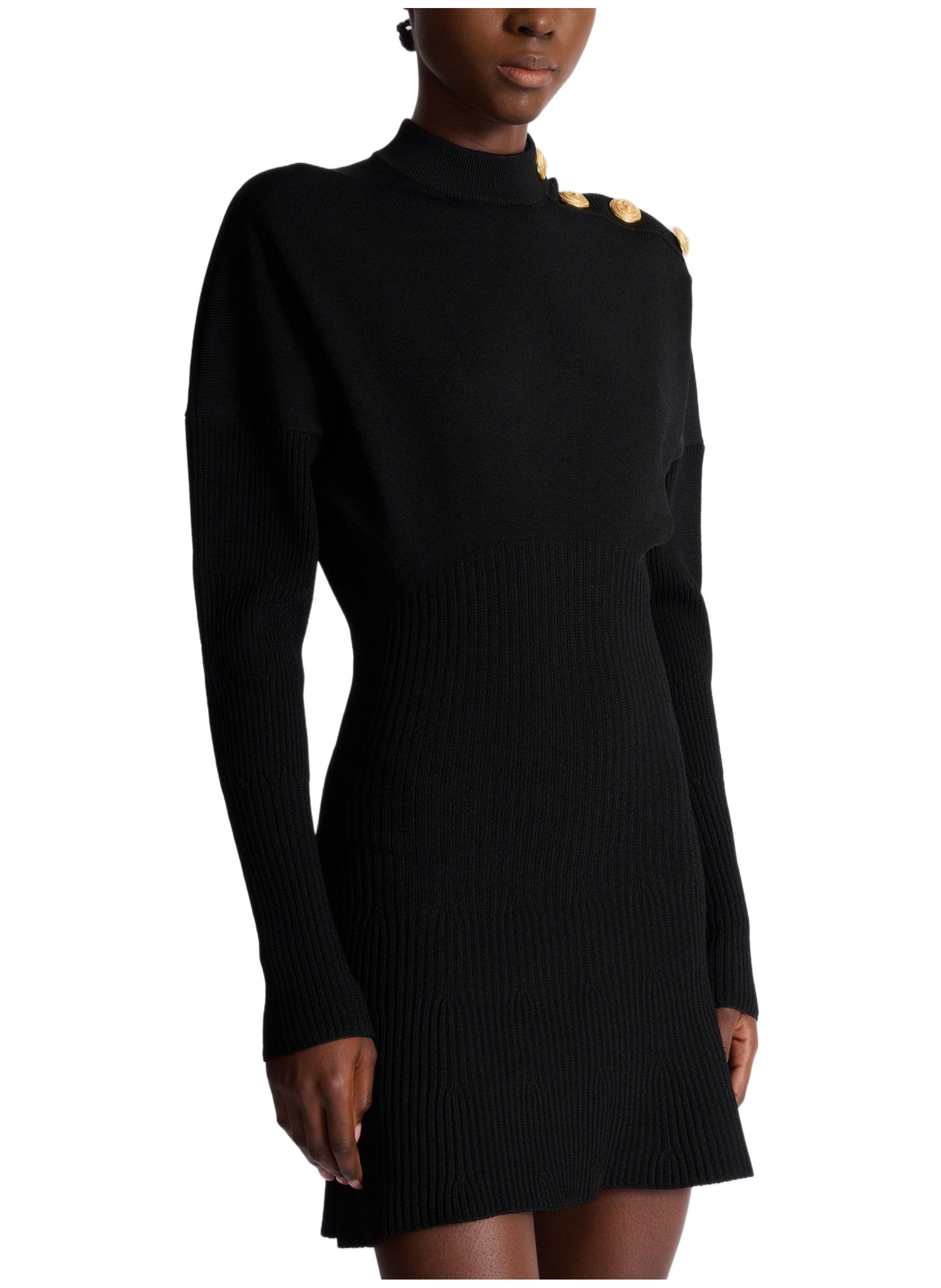 Robe courte en maille évasée BALMAIN Noir