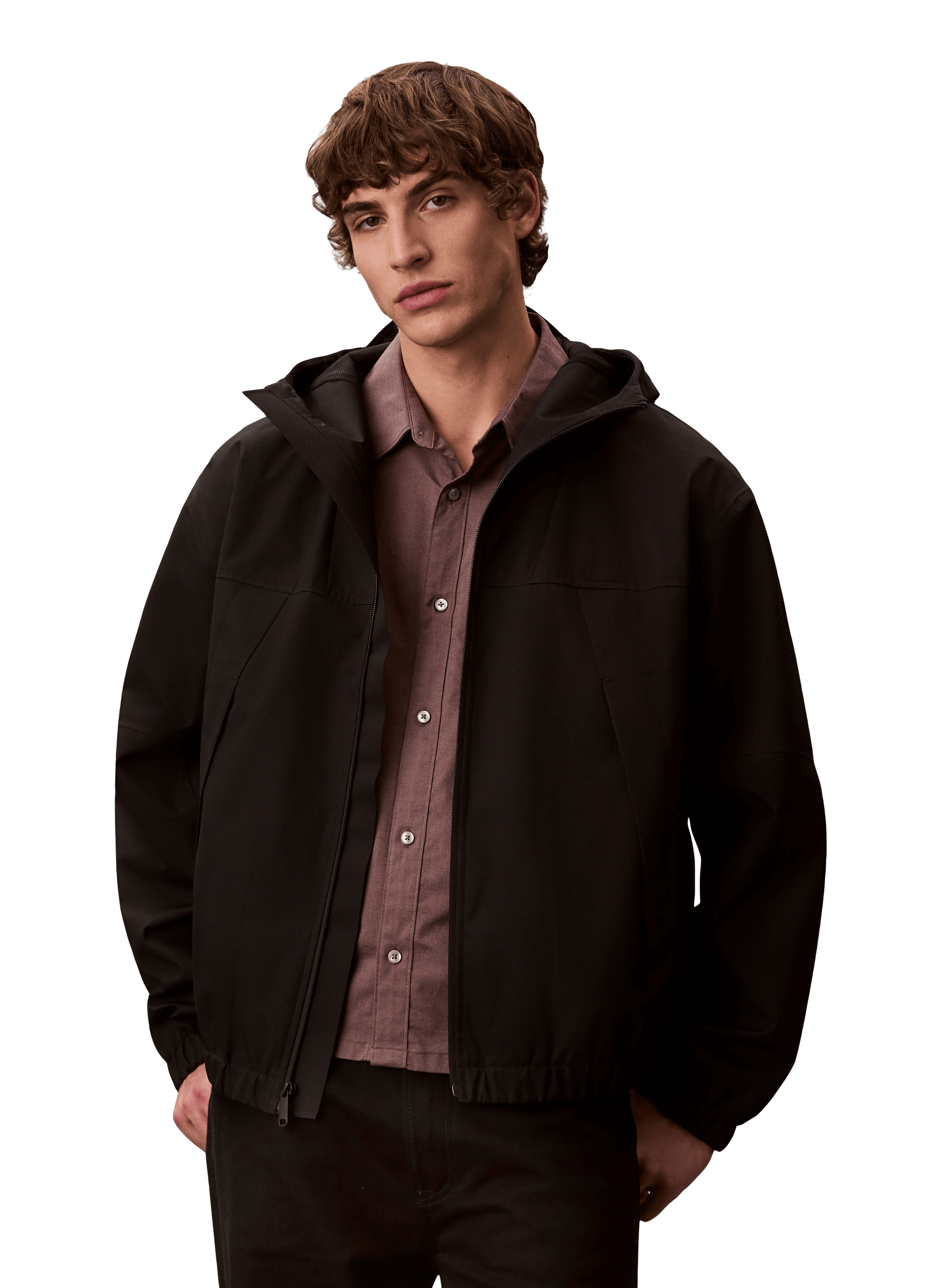 Blouson à capuche zippé CALVIN KLEIN Noir