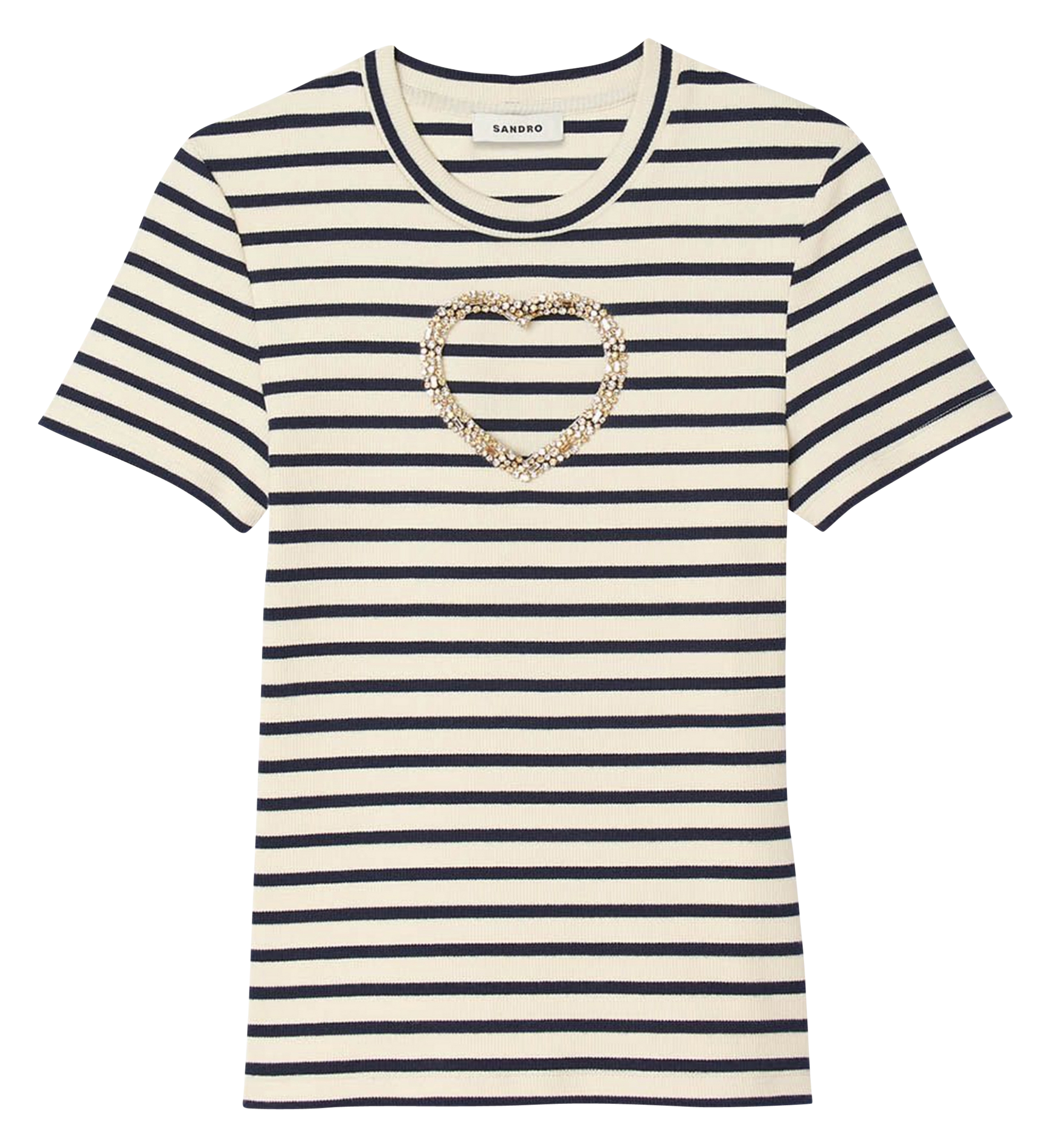 Tee-shirt col rond à rayures SANDRO Beige