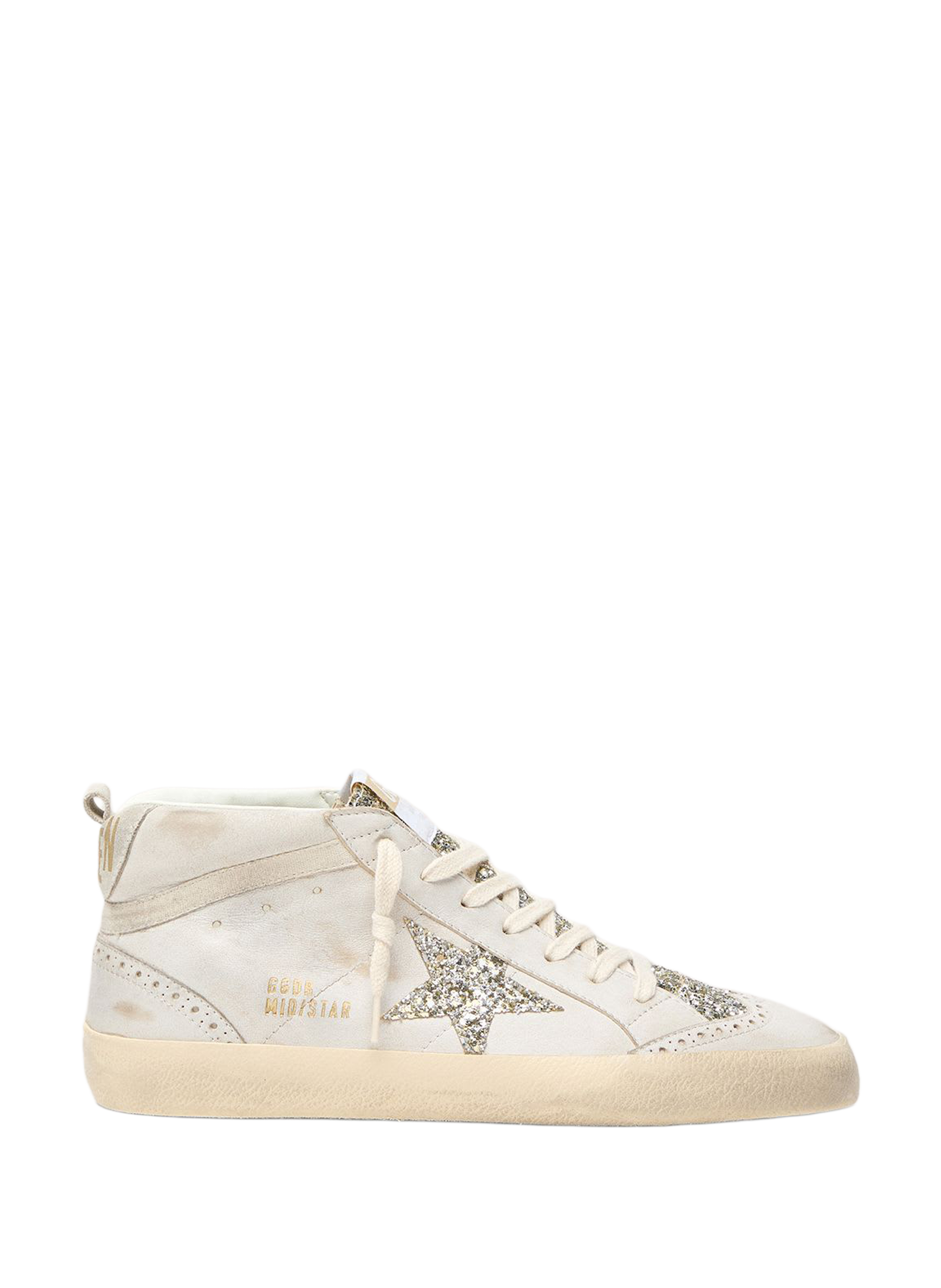 High-top sneakers with sequins and leather GOLDEN GOOSE Beige