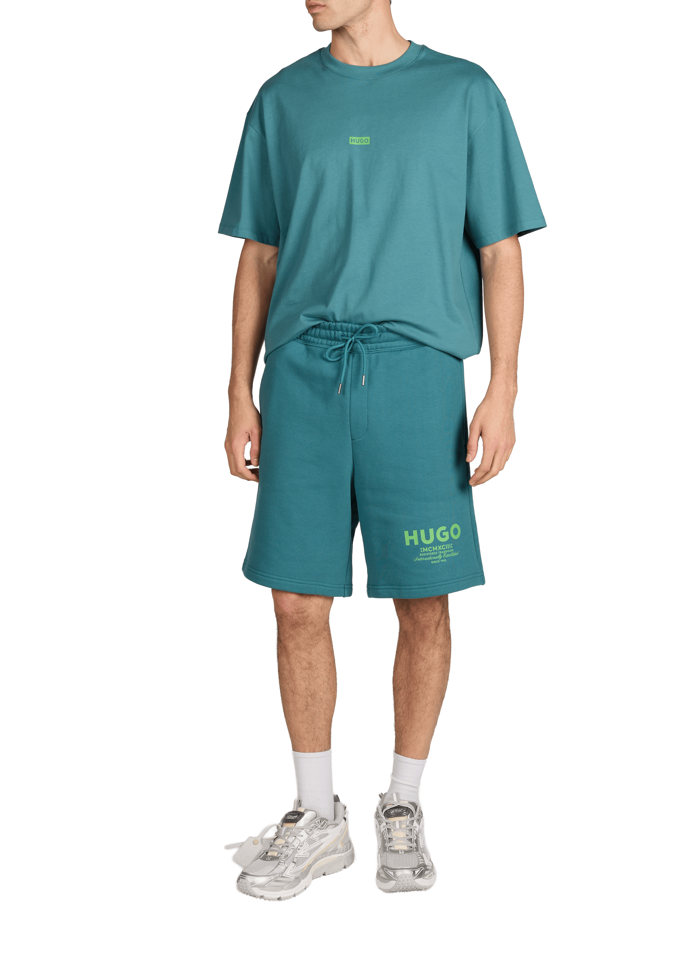 Plain cotton shorts HUGO BLUE Blue