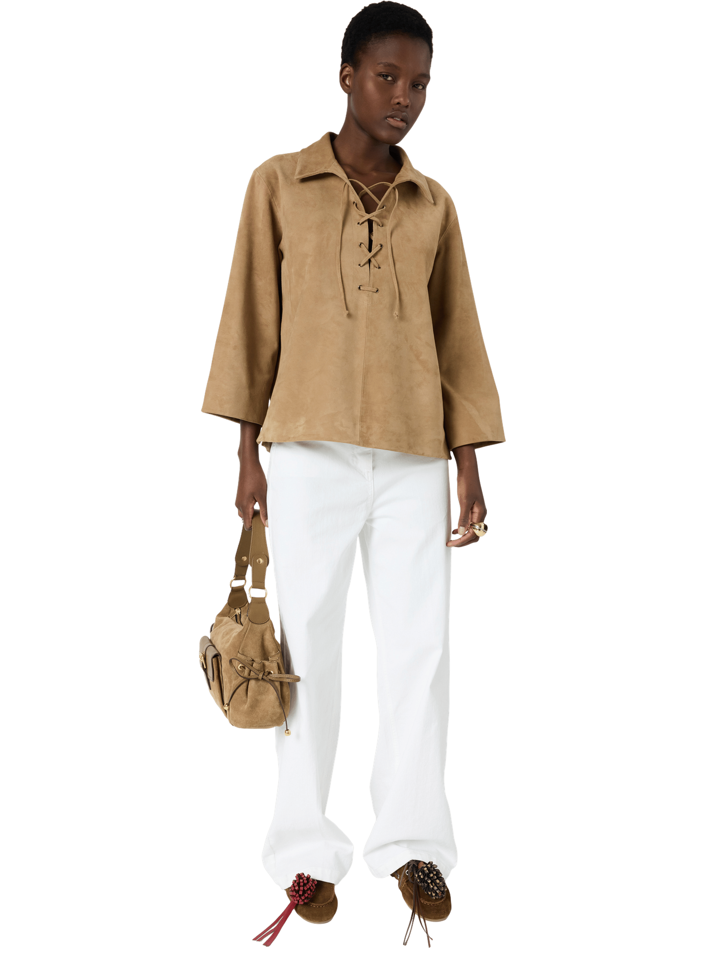 Chemise à lacet en cuir velours - tilya GERARD DAREL Beige