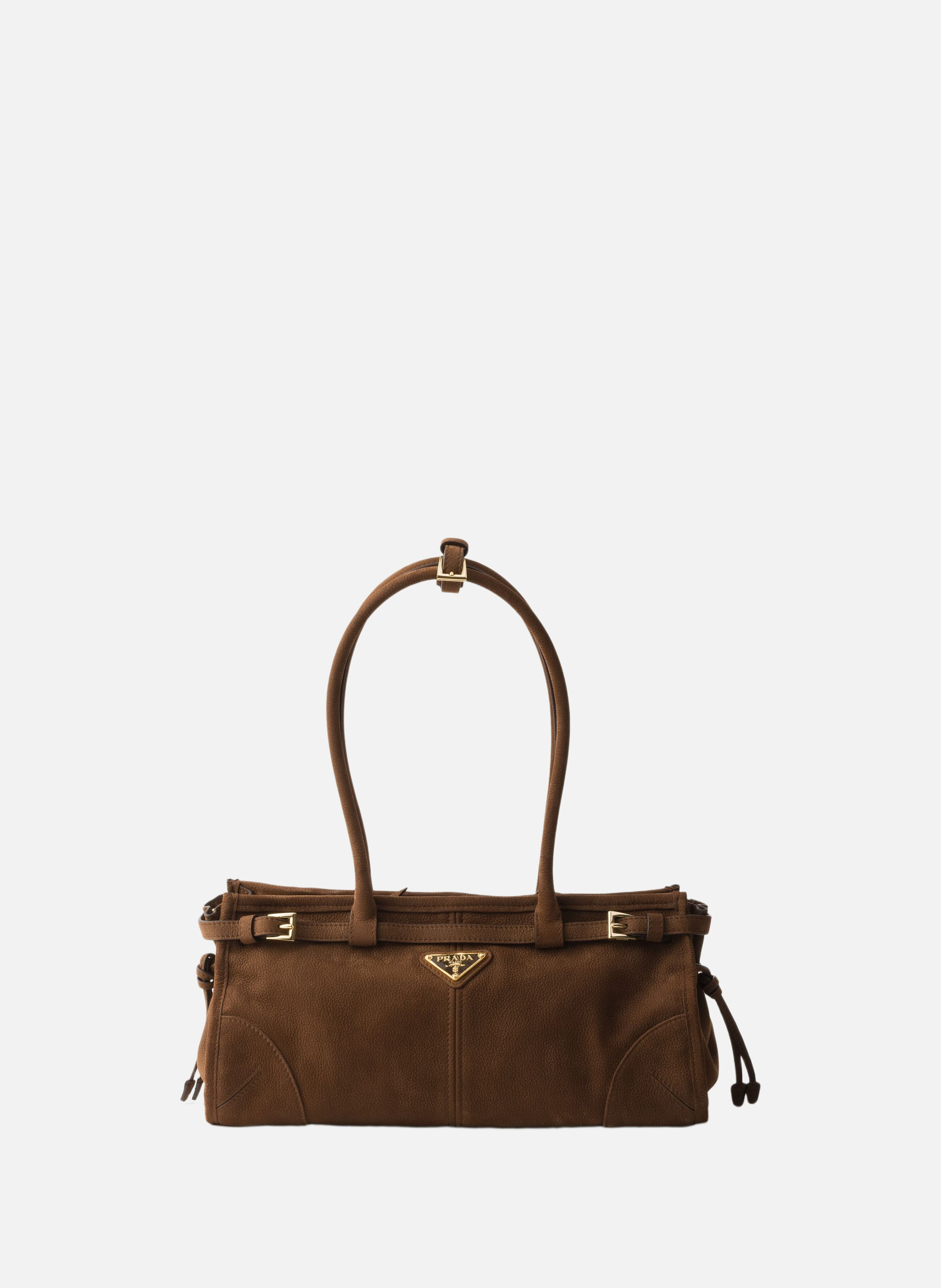 Sac à main prada bonnie en cuir nubuck de taille m PRADA Marron