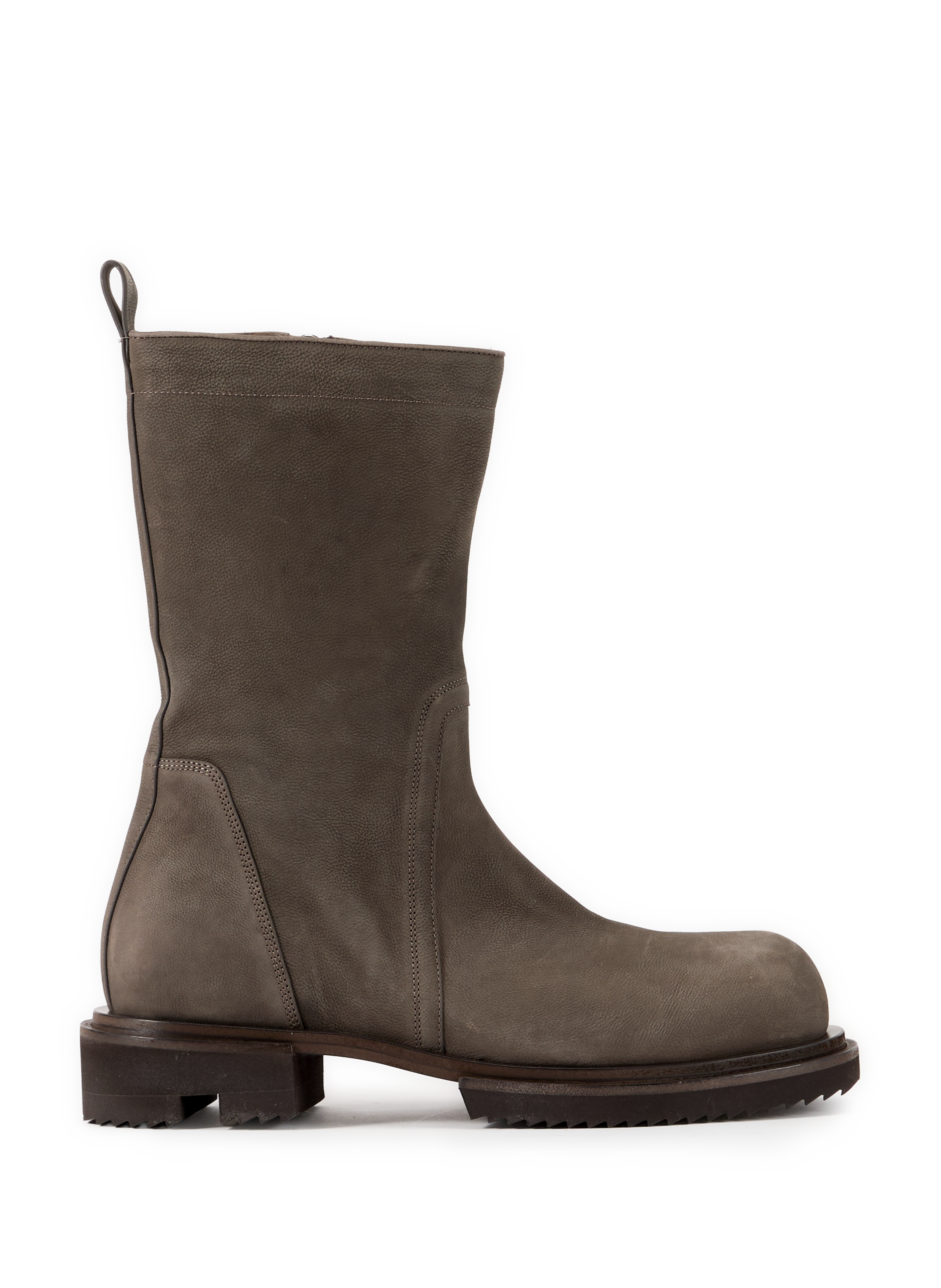 Bottines zip crantées en cuir RICK OWENS Gris