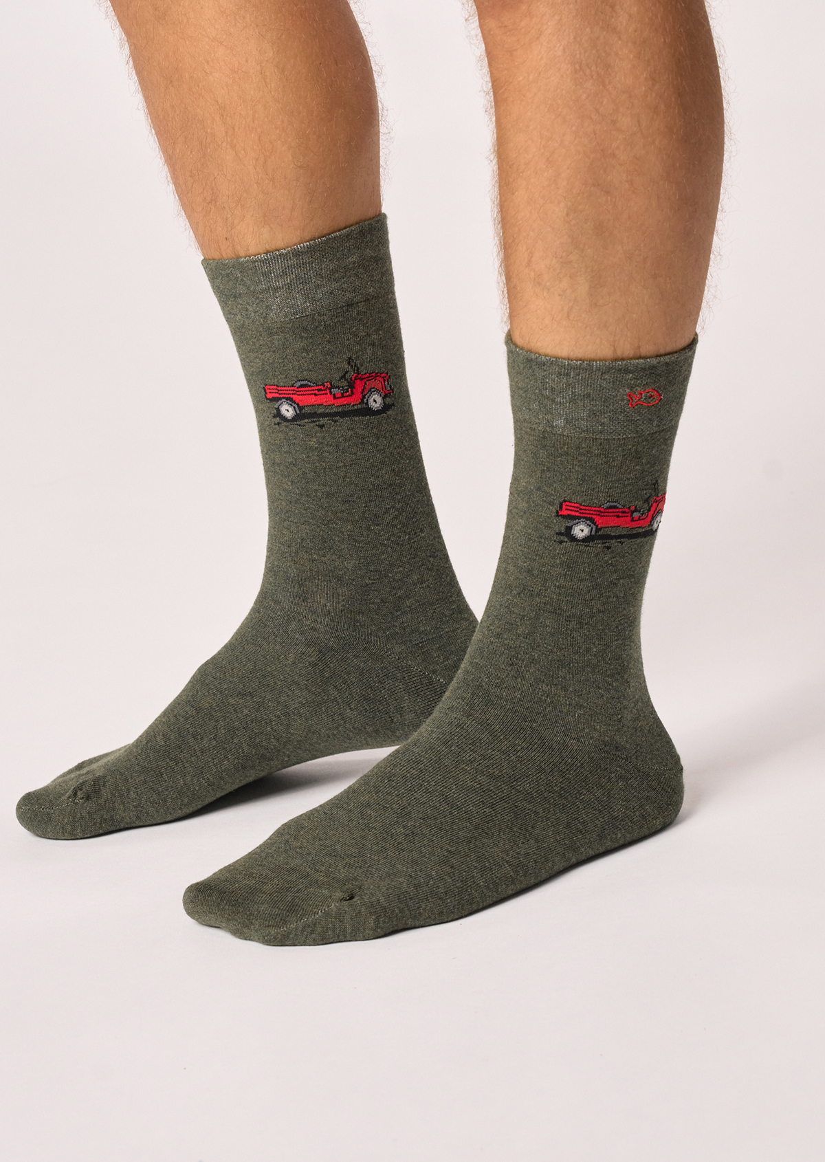 Chaussettes en coton peigné à motifs BILLYBELT Kaki