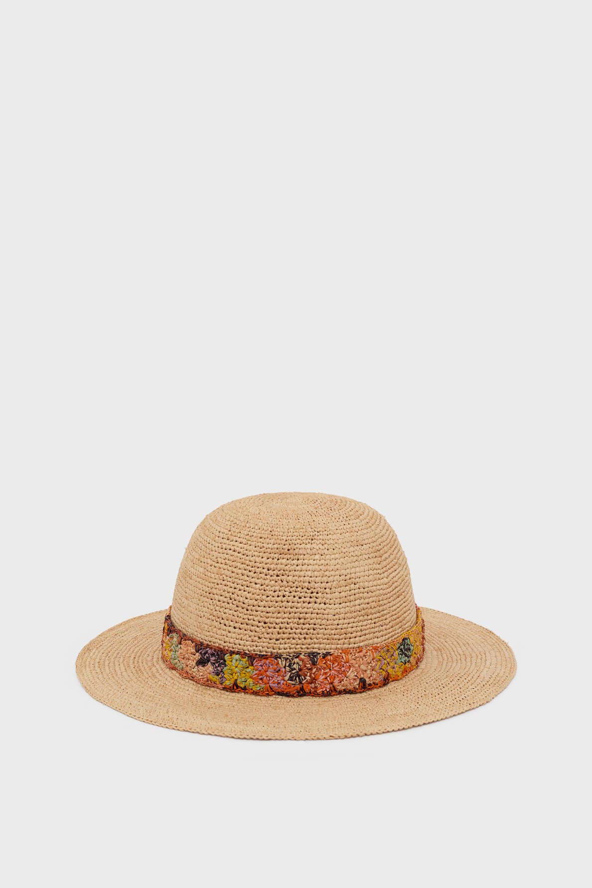 Chapeau en raphia et bandeau multicolore - blossom PABLO Beige