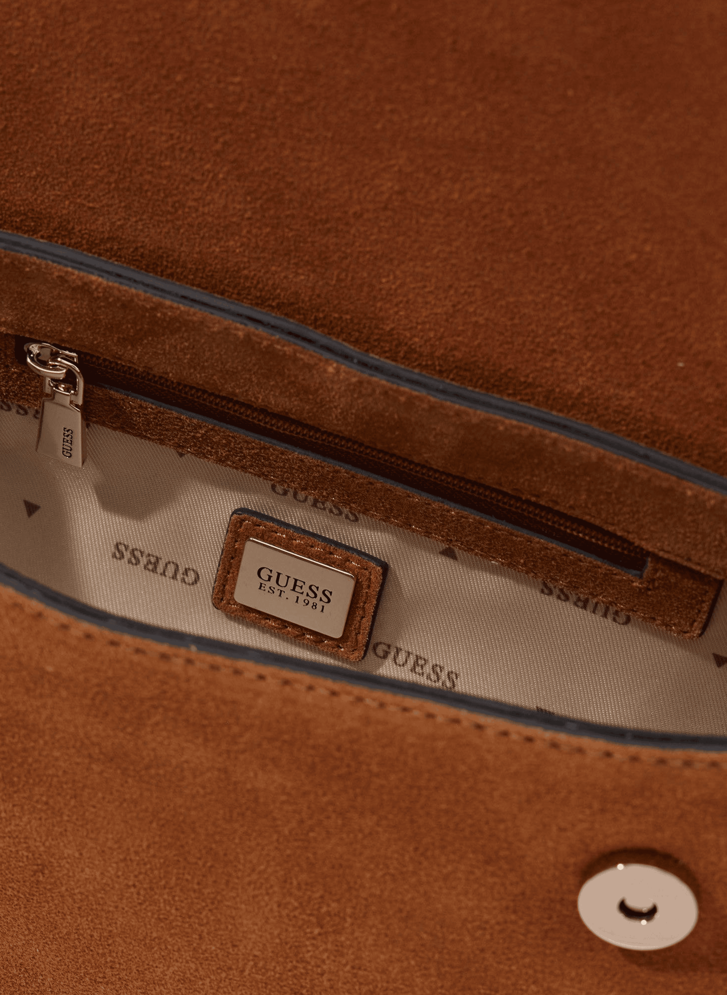 Borsa a tracolla in pelle scamosciata GUESS Marrone