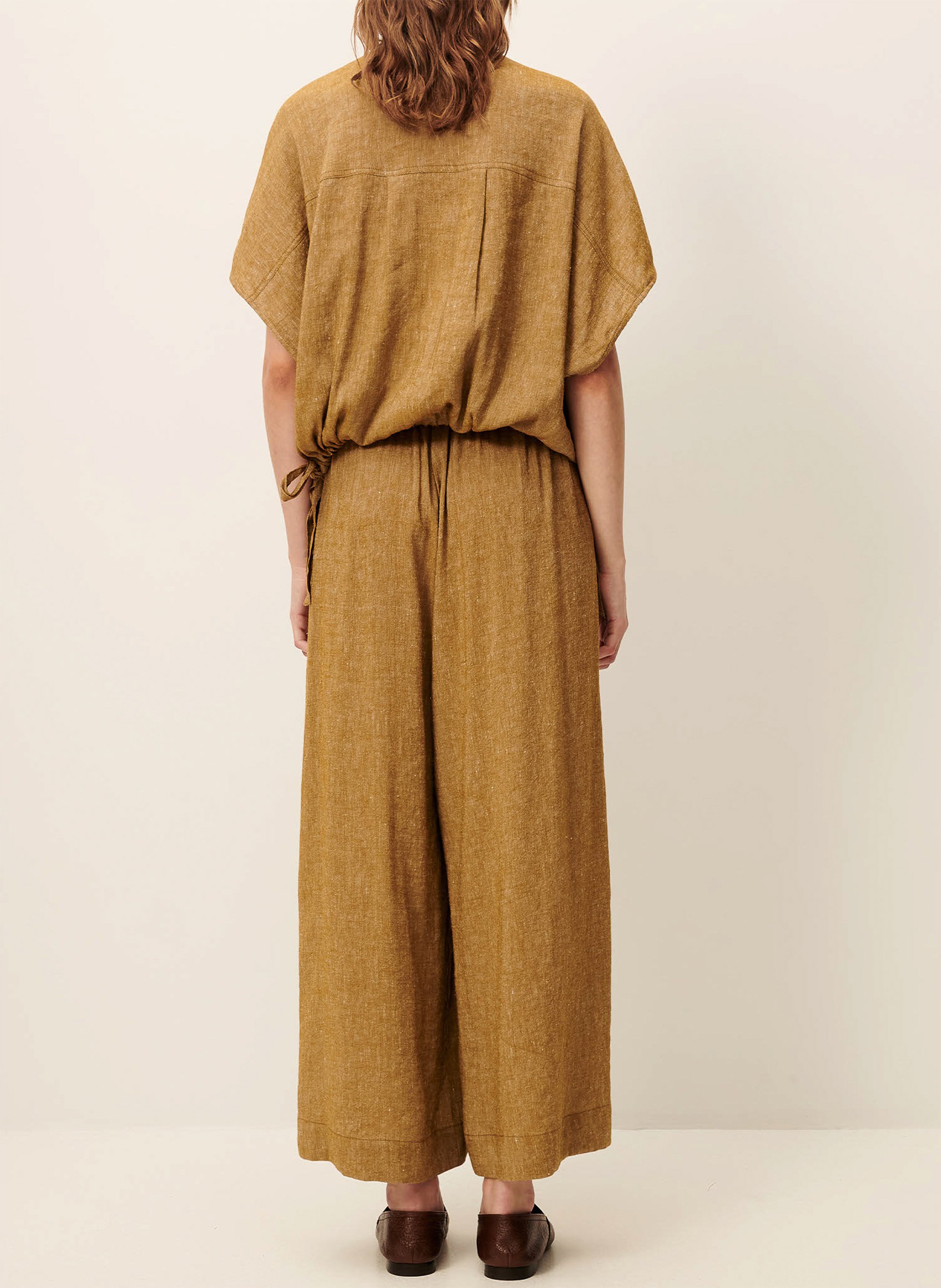 Pantalon large 7/8ème en linon antique isla minima SESSUN Kaki