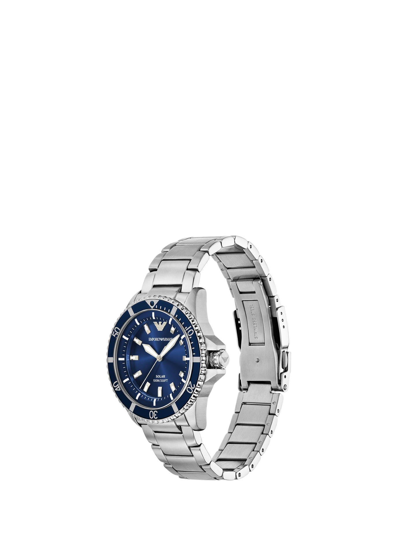Montre quartz World Explorer en acier inoxydable ARMANI MONTRES Bleu