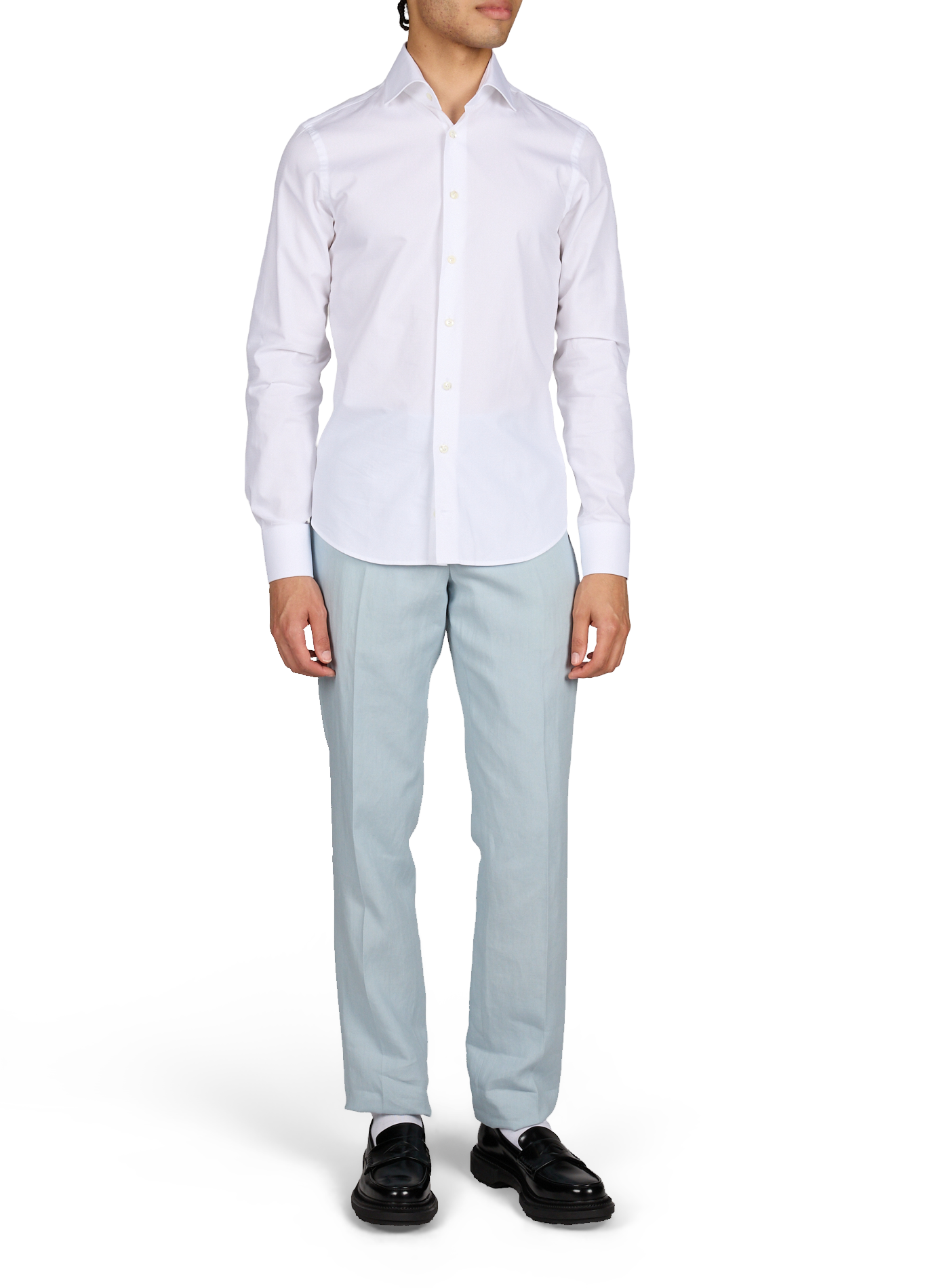 Chemise unie à manches longues en coton VAN LAACK Blanc
