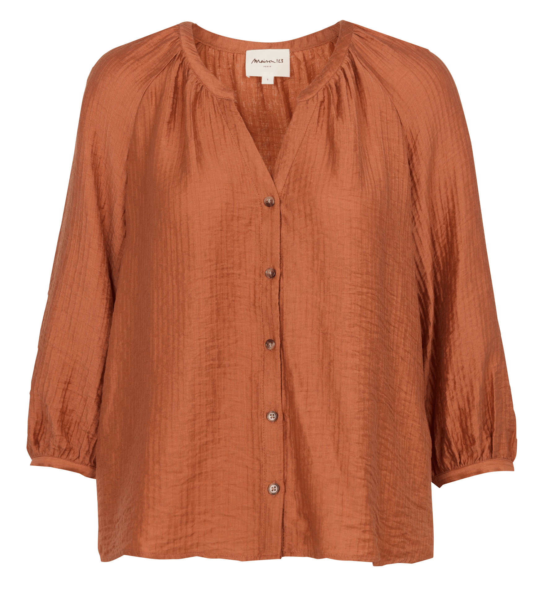 Chemisier col v texturé draya MAISON 123 Rouge