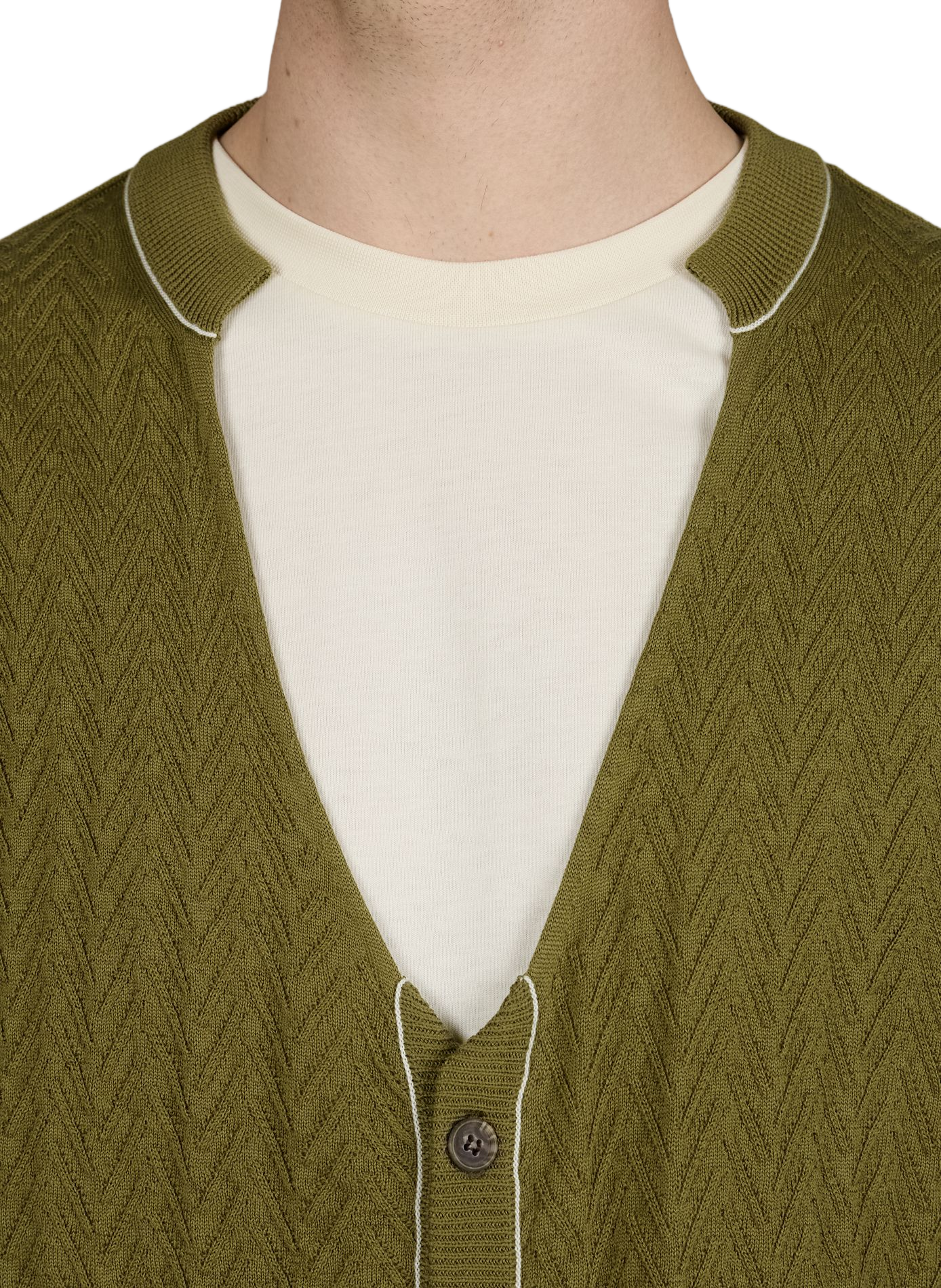 Wide cardigan in cotton and silk knit SONIA CARRASCO Khaki