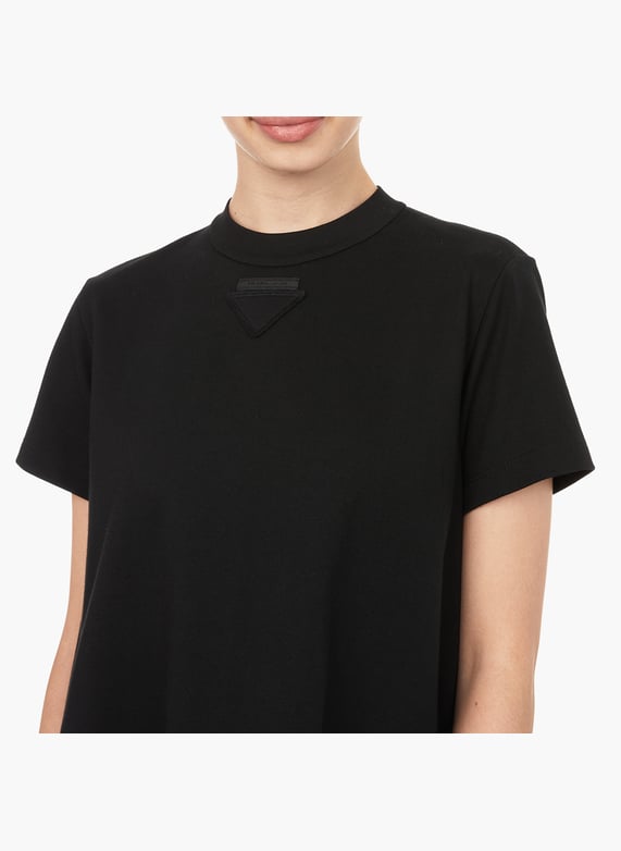 Prada black cotton ruffled t-shirt dress - Women | Printemps Prada black cotton ruffled t-shirt dress - Women | Printemps