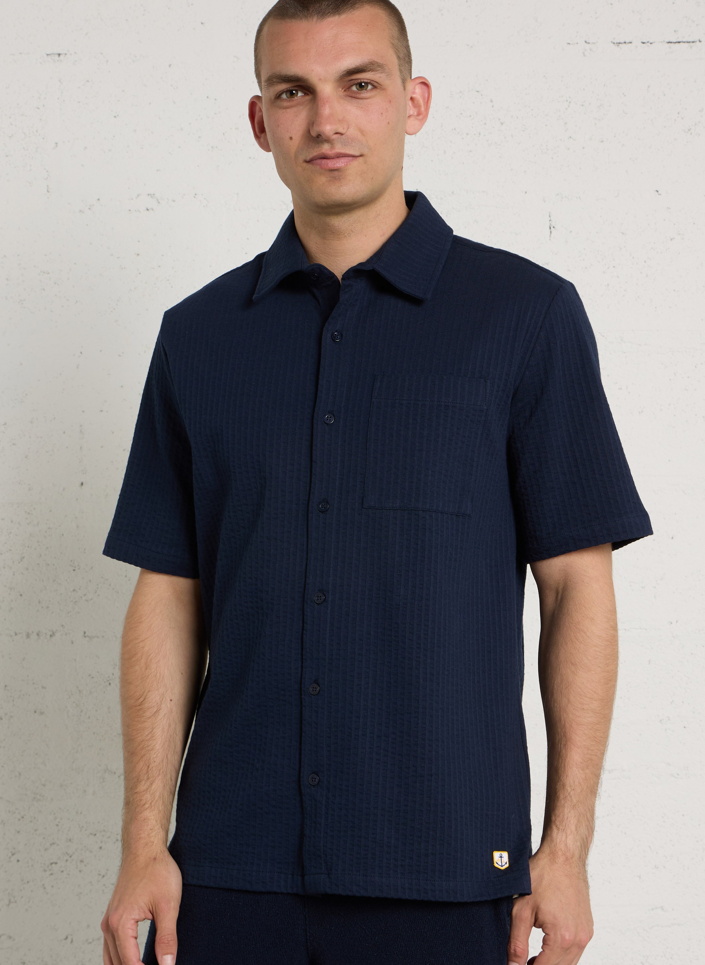 Chemise droite col classique en coton ARMOR-LUX Bleu