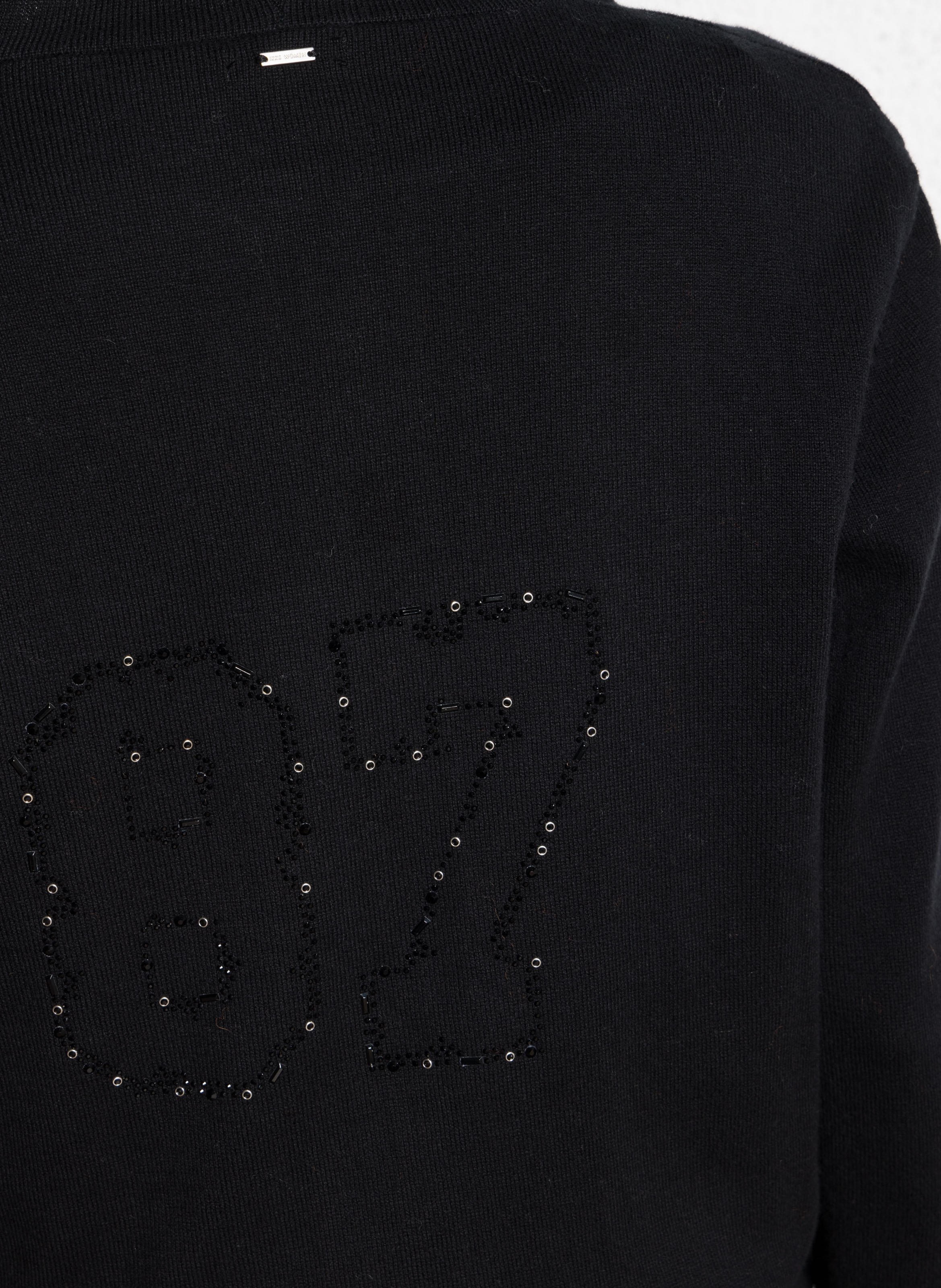 Gilet droit à capuche en coton et cachemire IKKS Noir