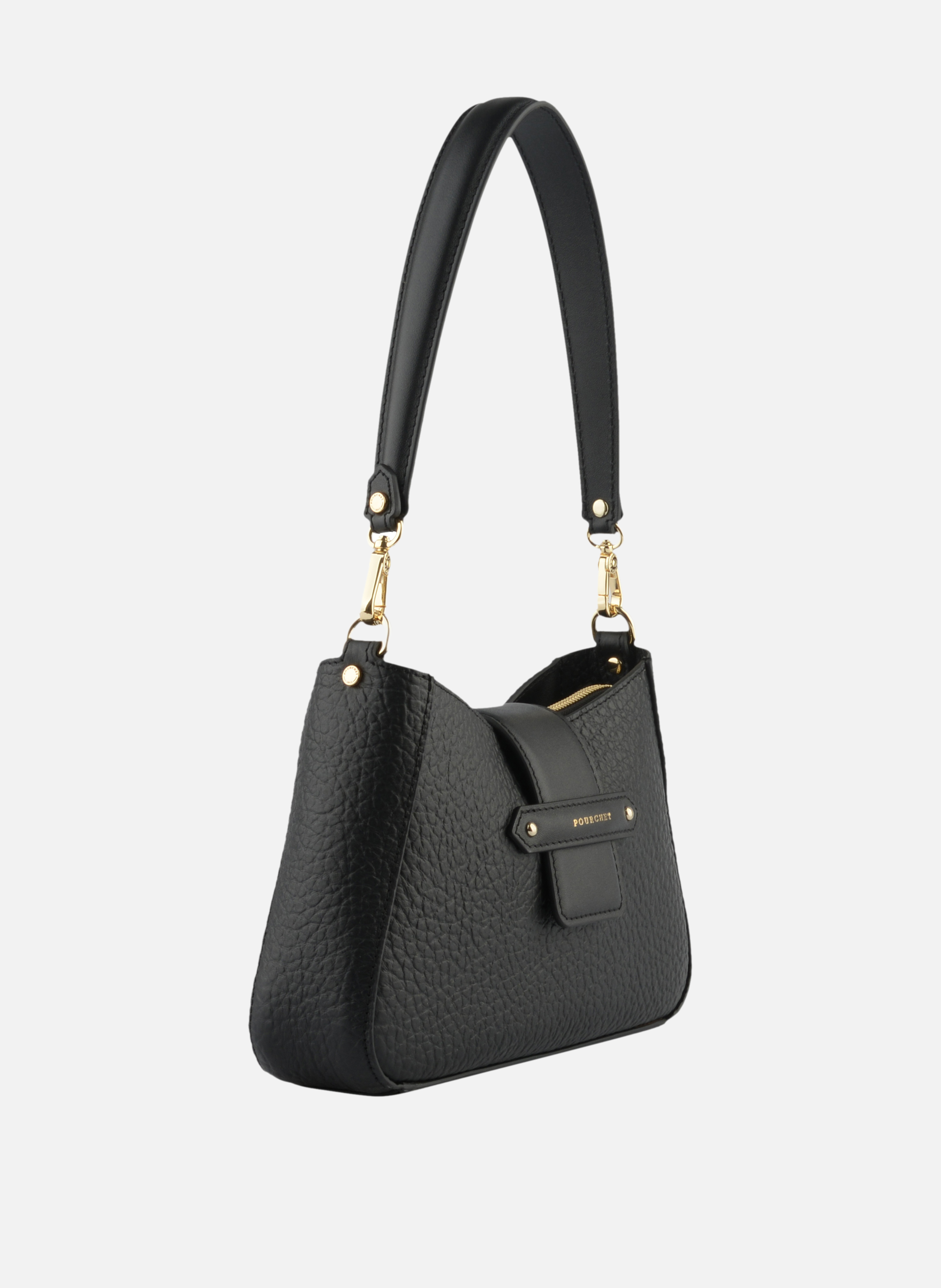 Fleuves | sac à main en cuir de vachette POURCHET Noir